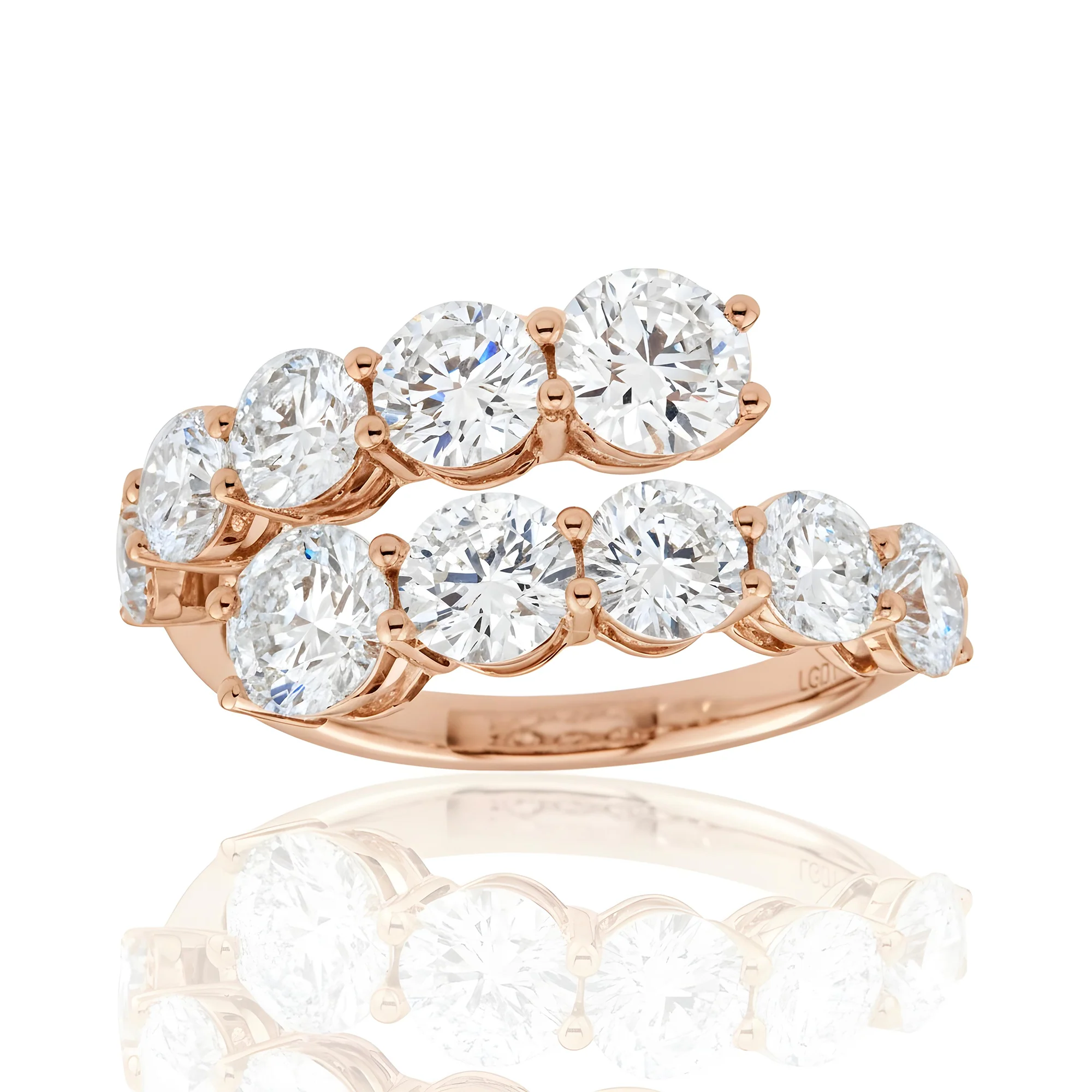 14K White Gold Round Diamond Wrap Ring 3.89ct - Image 8
