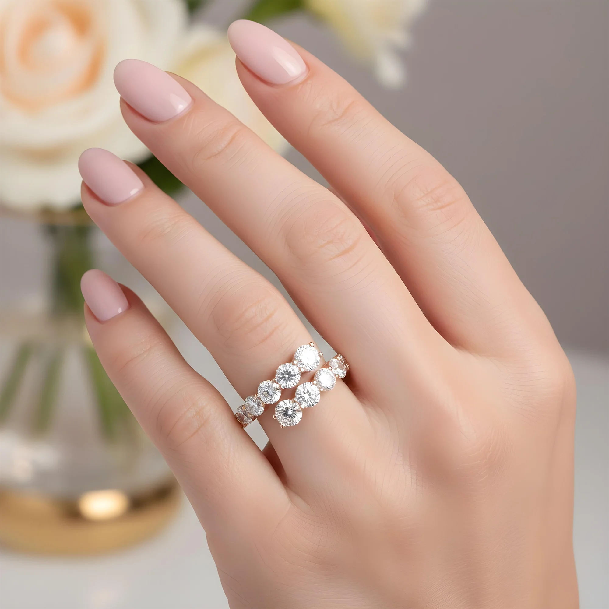 14K White Gold Round Diamond Wrap Ring 3.89ct - Image 9