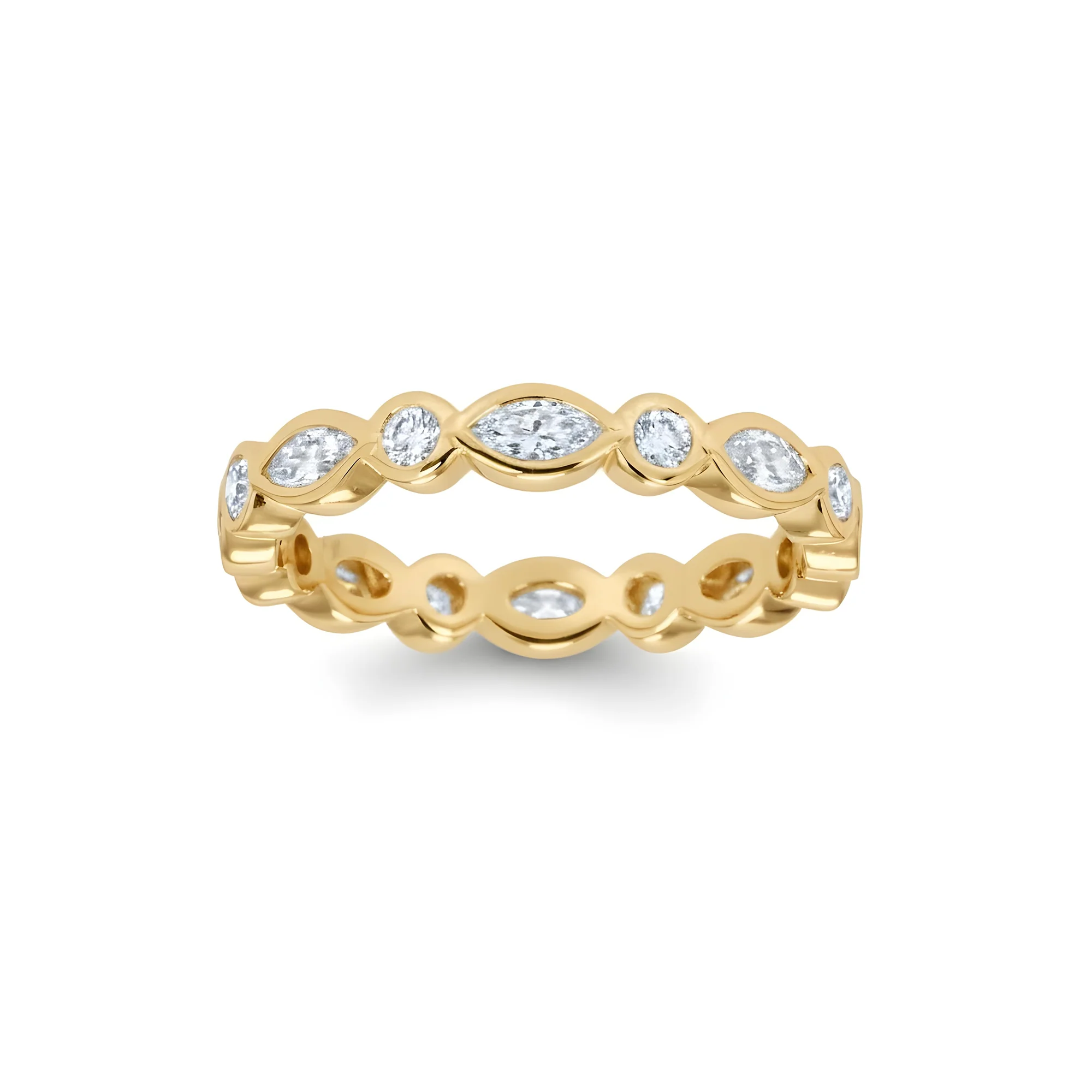 14K White Gold Marquise & Round Diamond Eternity Ring 0.80ct (size 6.25) - Image 5
