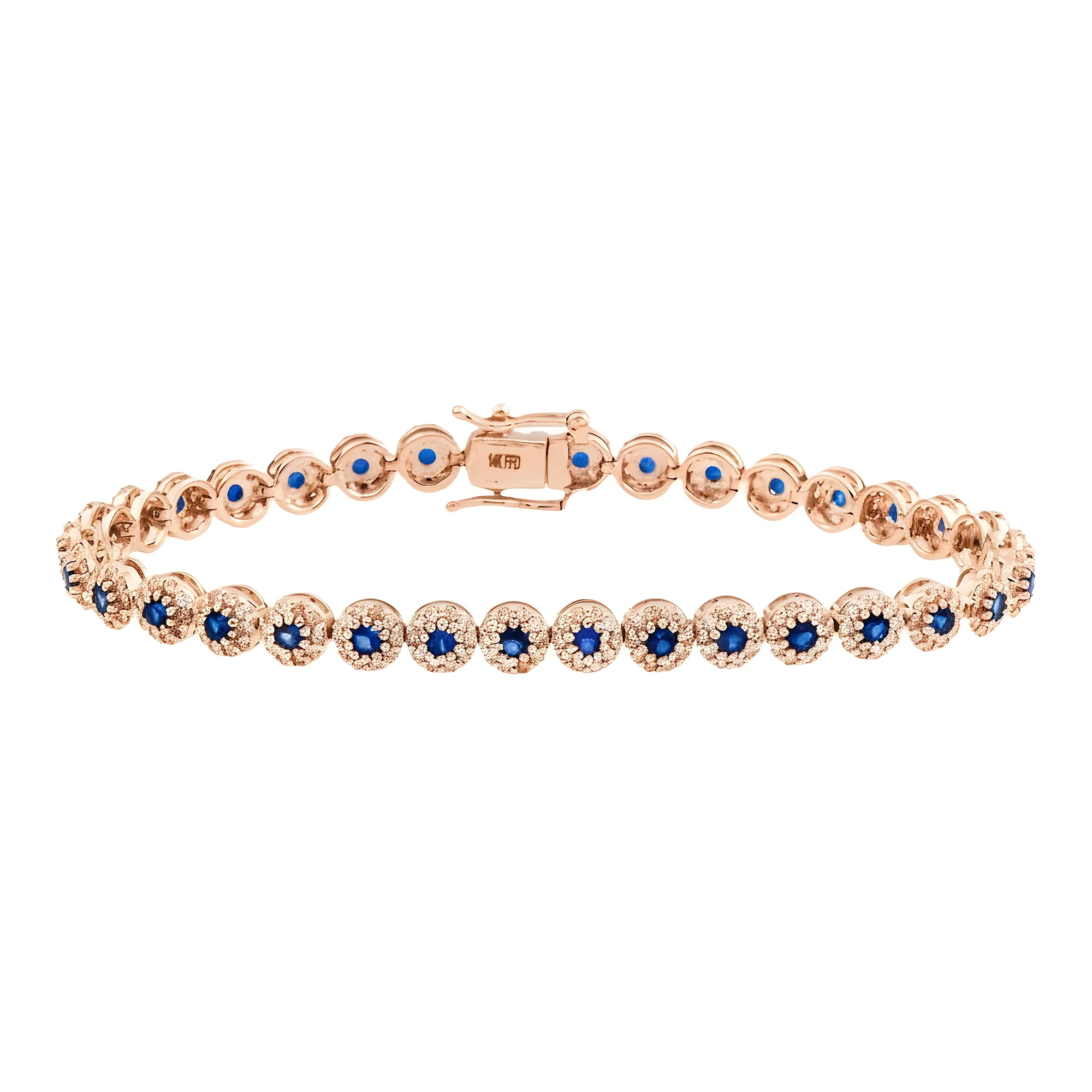 14K White Gold Round Sapphire & Diamond Bracelet 2.12ct - Image 7