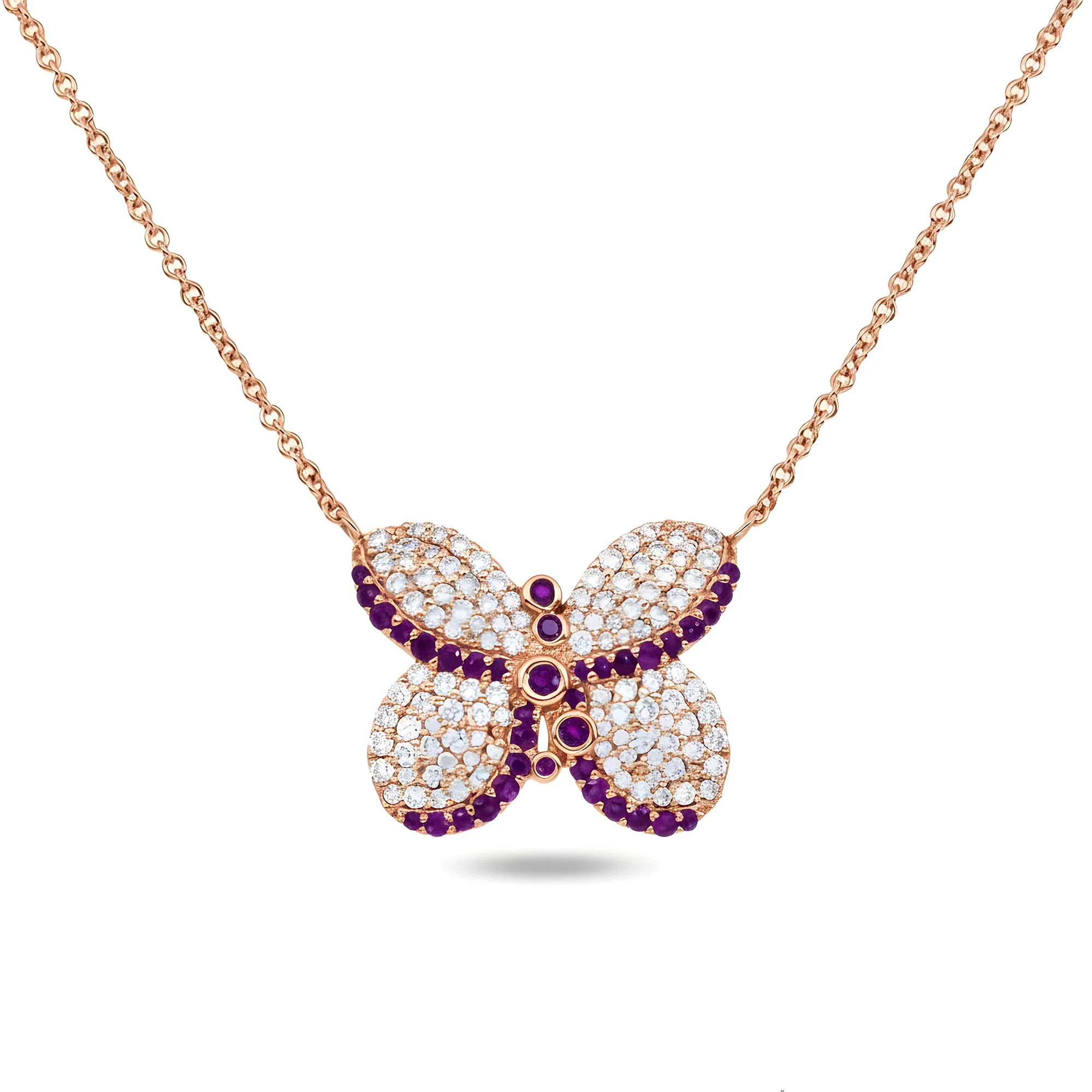 14K White Gold Ruby & Diamond Butterfly Pendant & Chain Necklace 1.13ct - Image 6