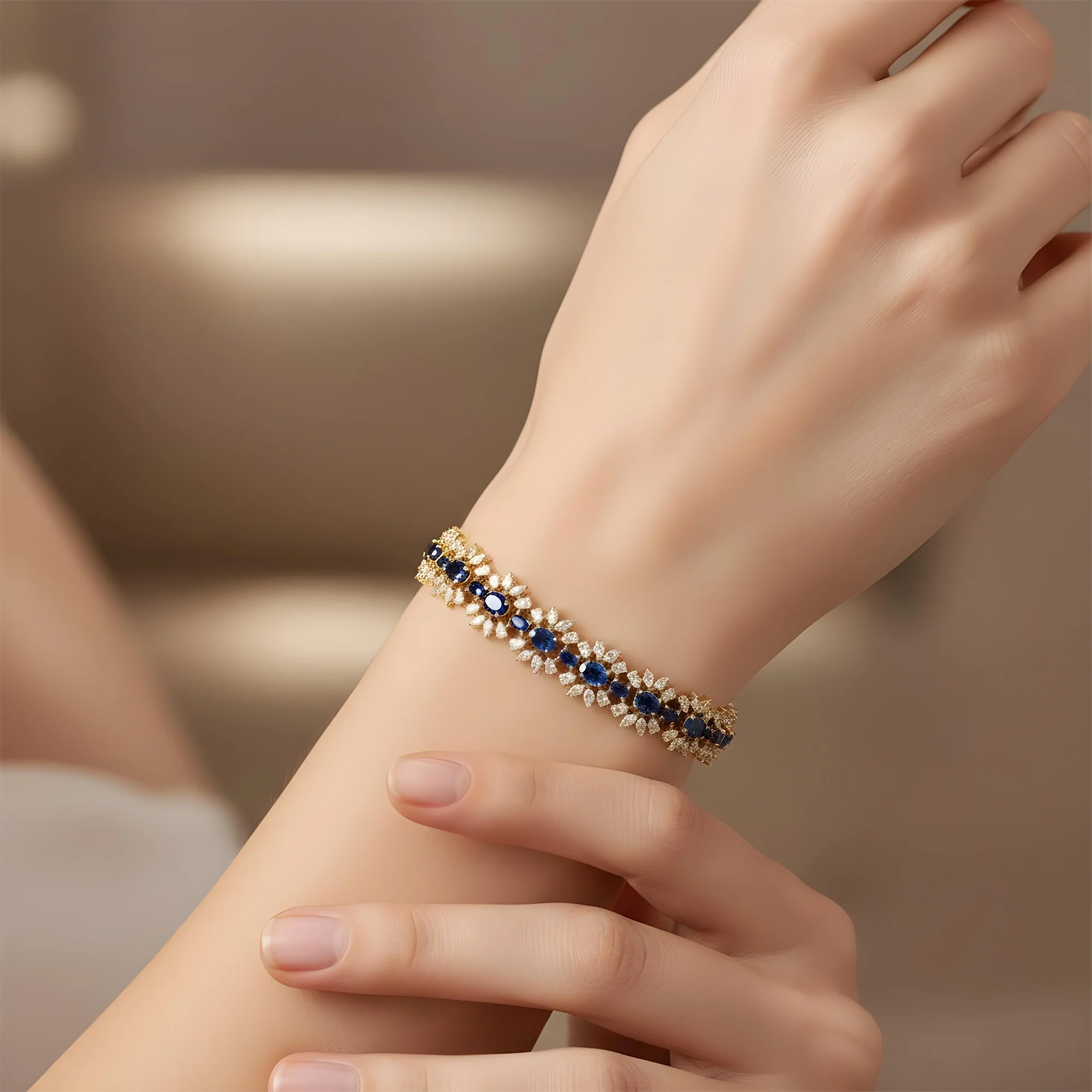 14K White Gold Sapphire & Diamond Bracelet 28.41ctw - Image 5
