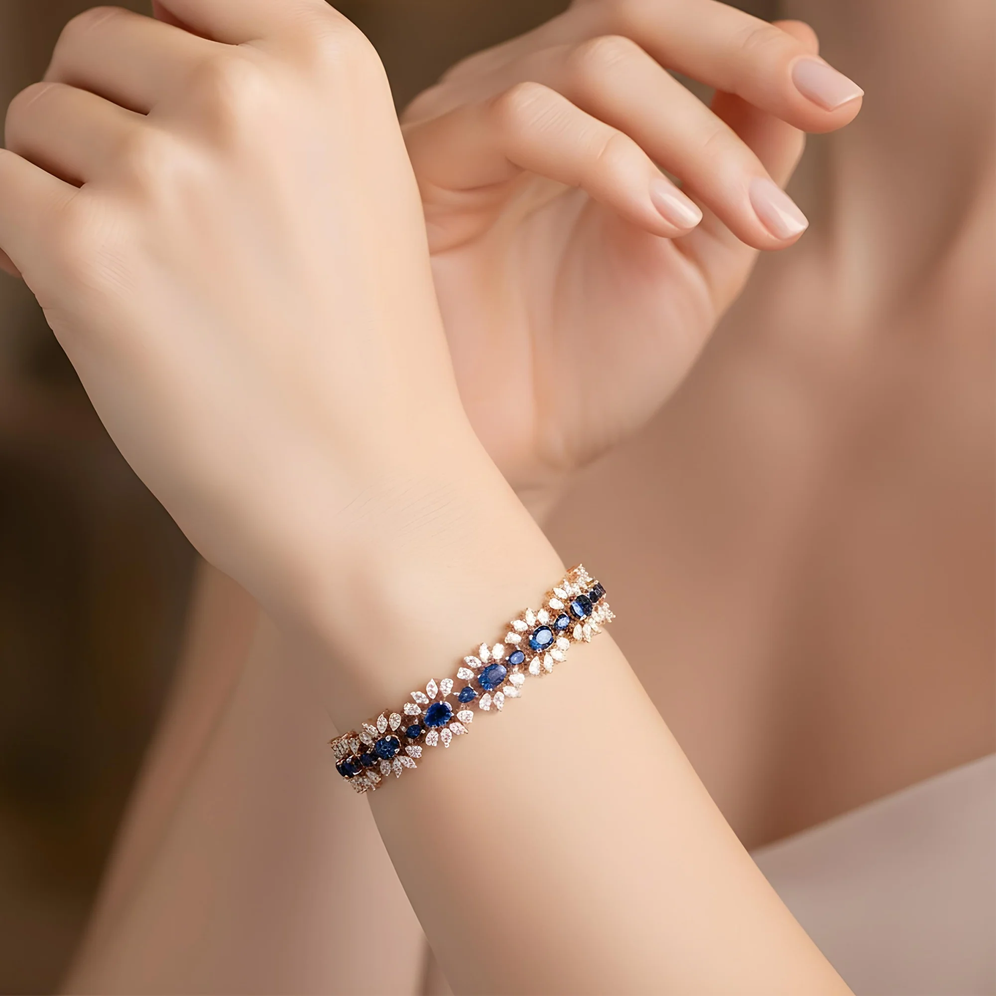 14K White Gold Sapphire & Diamond Bracelet 28.41ctw - Image 7