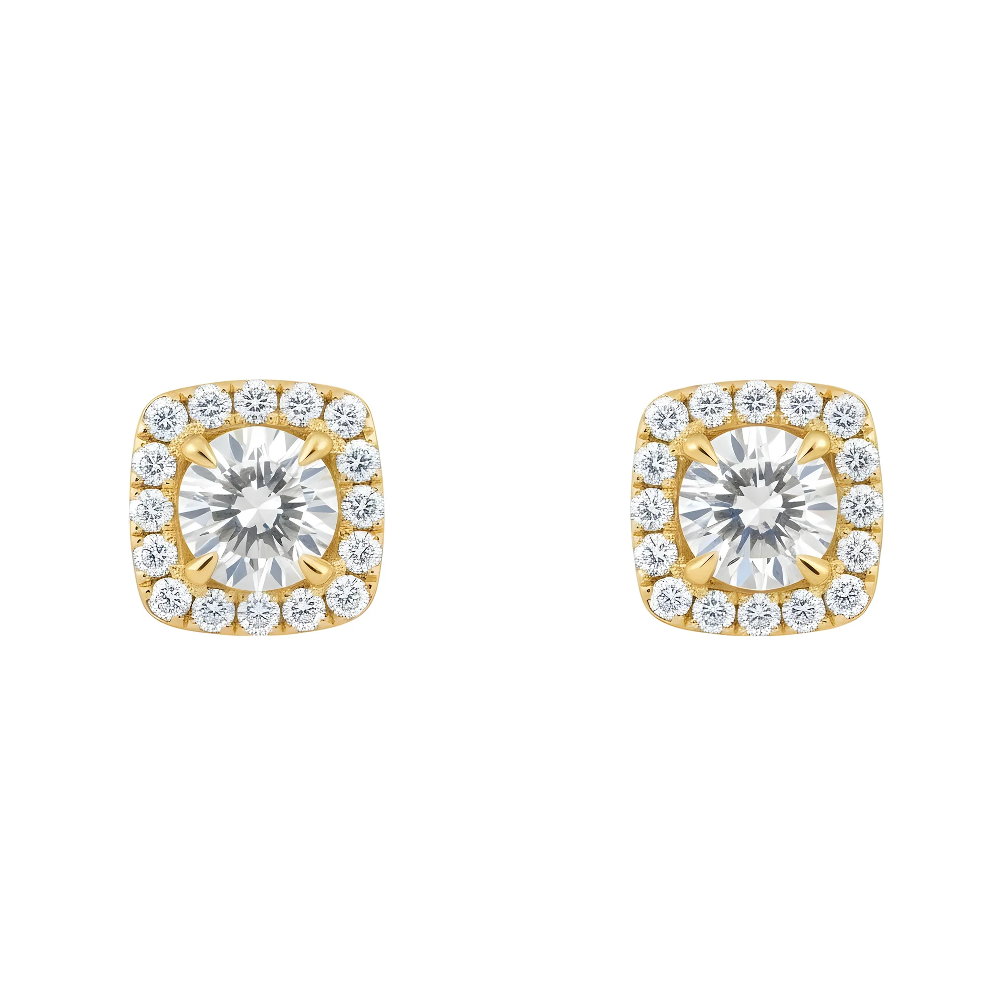 14K White Gold Square Shape Round Diamond Cluster Stud Earrings 2.83ctw - Image 4