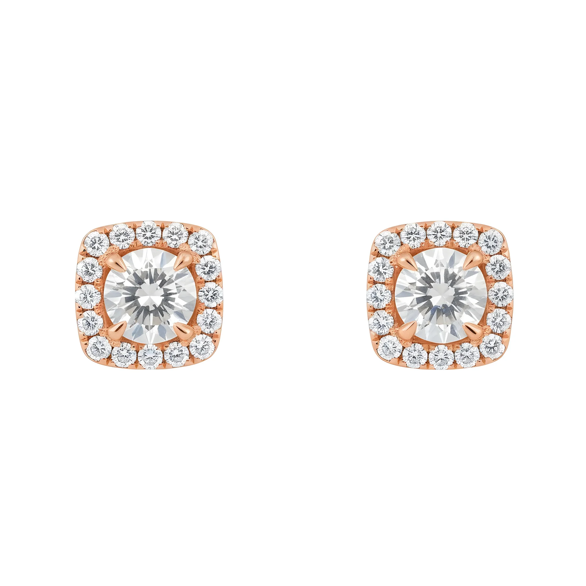 14K White Gold Square Shape Round Diamond Cluster Stud Earrings 2.83ctw - Image 6
