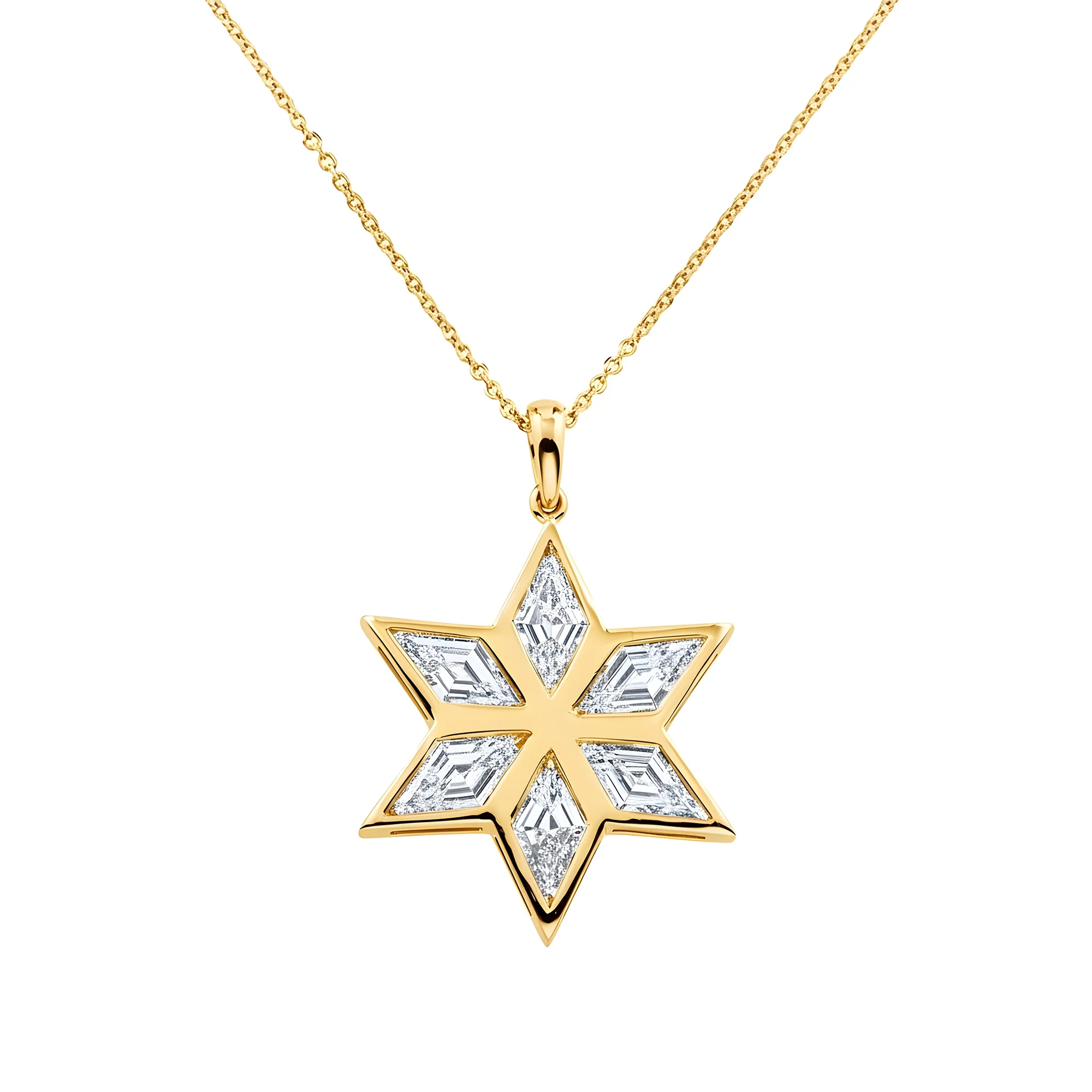 14K White Gold Star Of David Pendant & Chain Necklace 6.07ct - Image 4