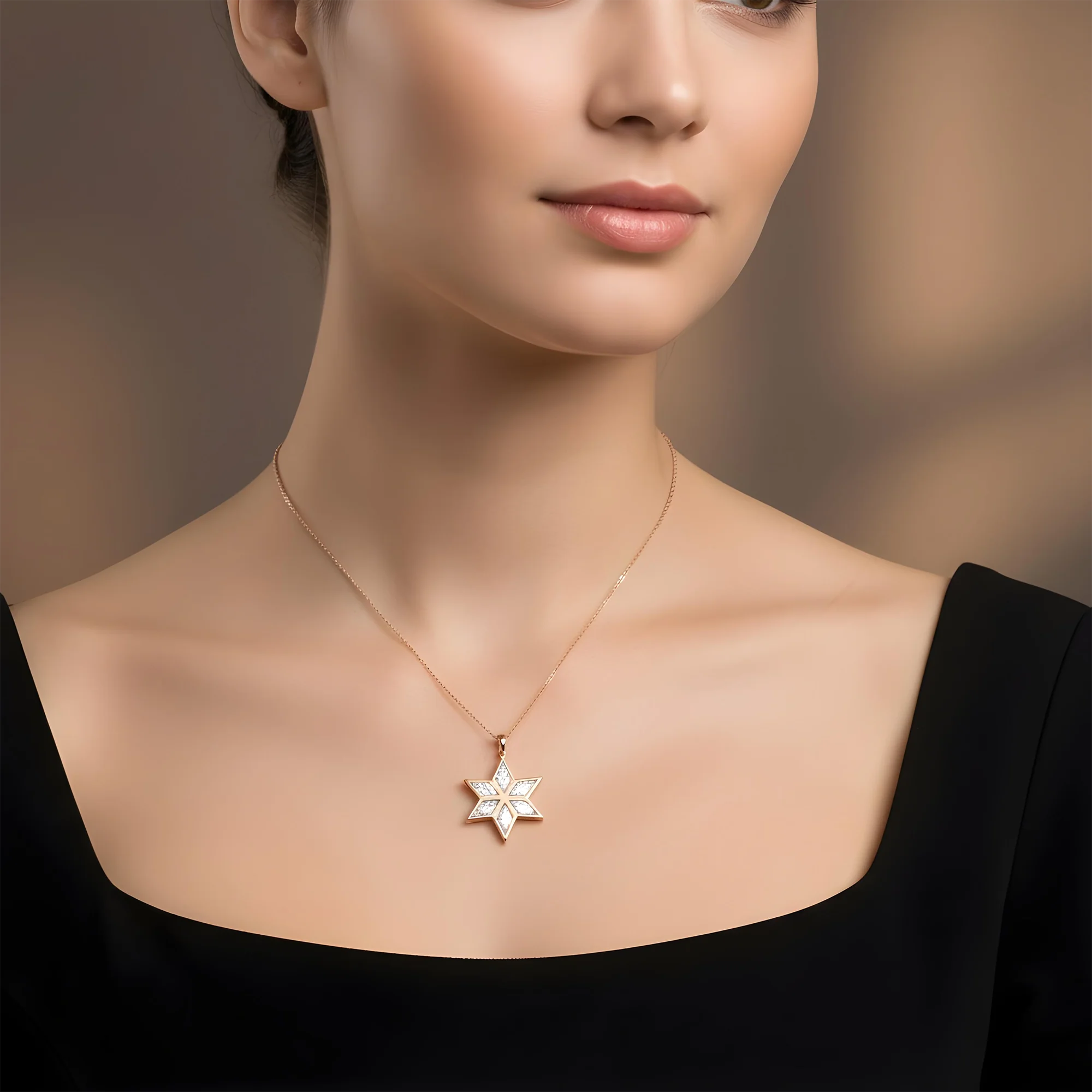 14K White Gold Star Of David Pendant & Chain Necklace 6.07ct - Image 6