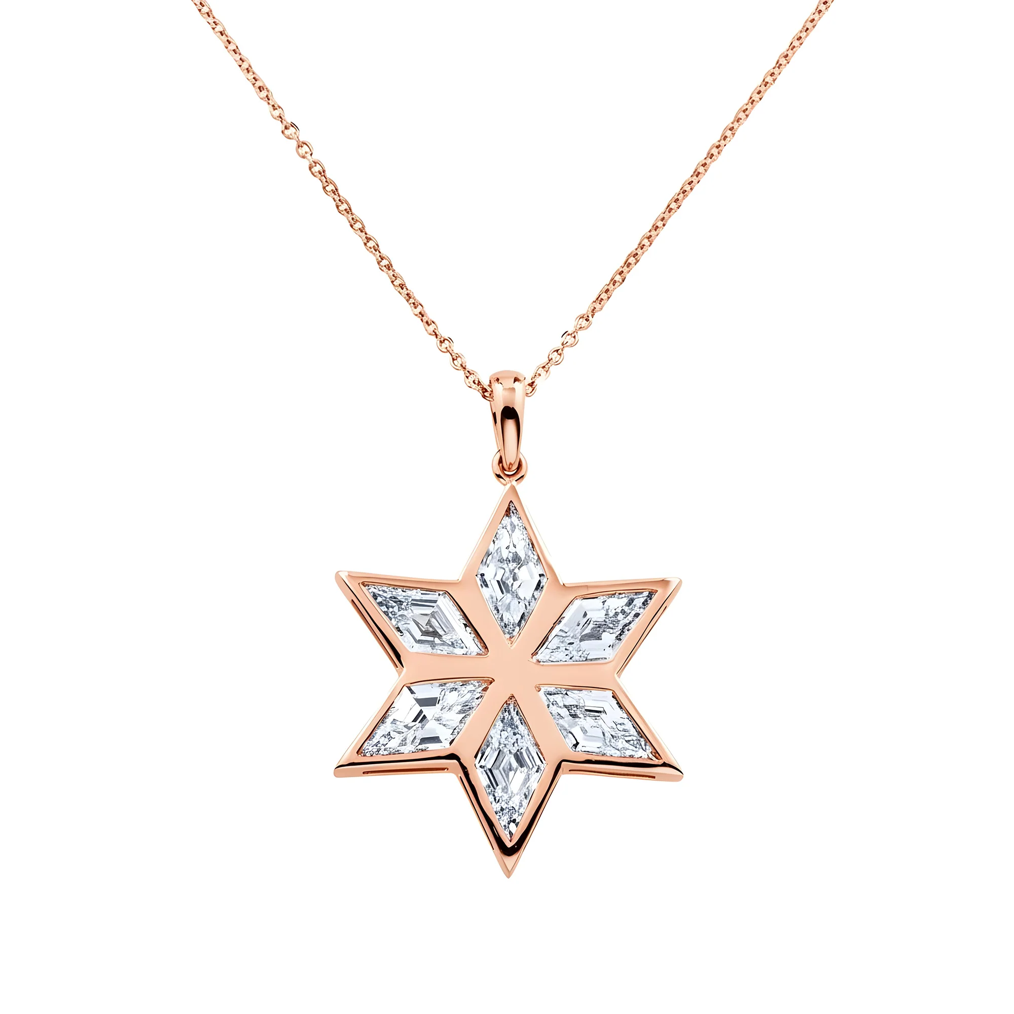 14K White Gold Star Of David Pendant & Chain Necklace 6.07ct - Image 7