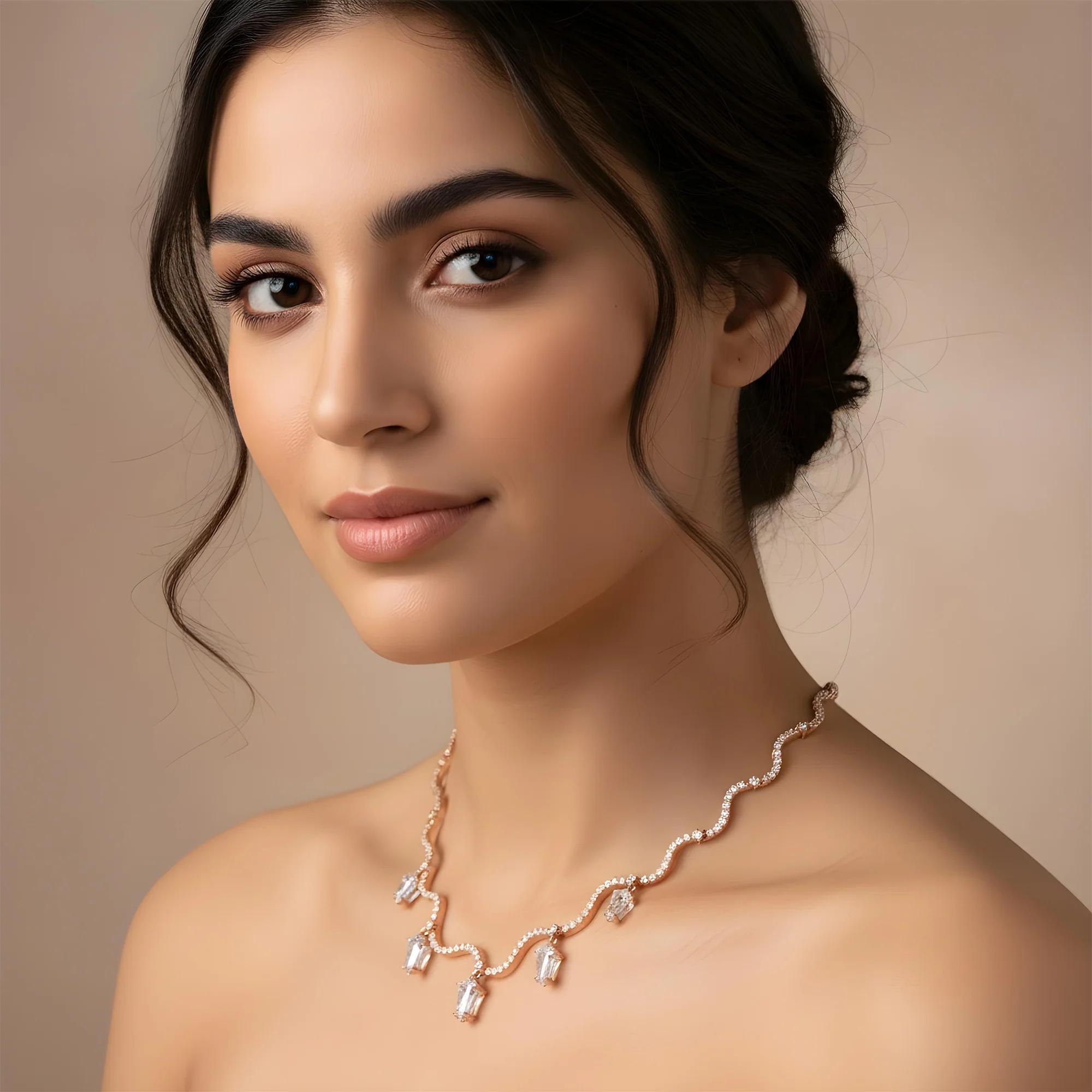 14K White Gold Step Cut Kite & Roud Diamond Falling Rain Necklace 5.73ct - Image 8