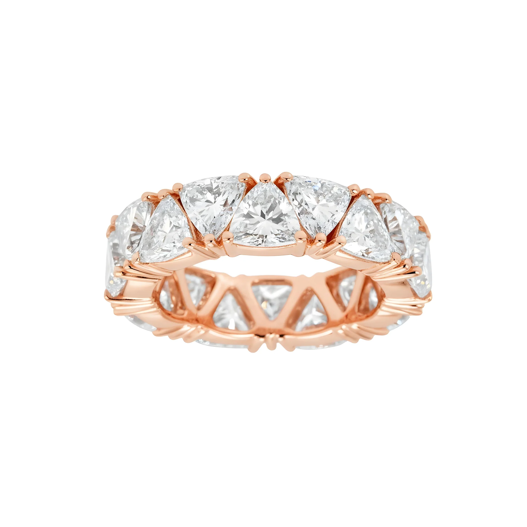 14K White Gold Trillion Cut Diamond Eternity Ring 7.89ct (size 6.25) - Image 7