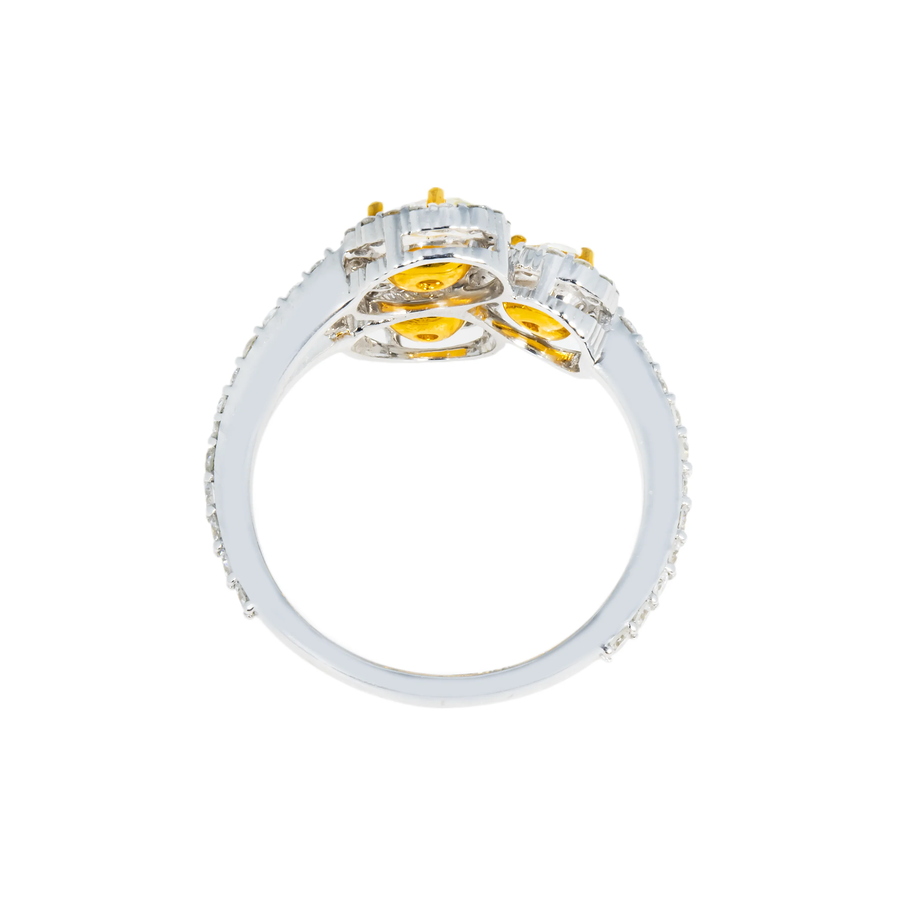 14K White Gold Triple Fancy Yellow Diamond Ring 2.10ct - Image 4