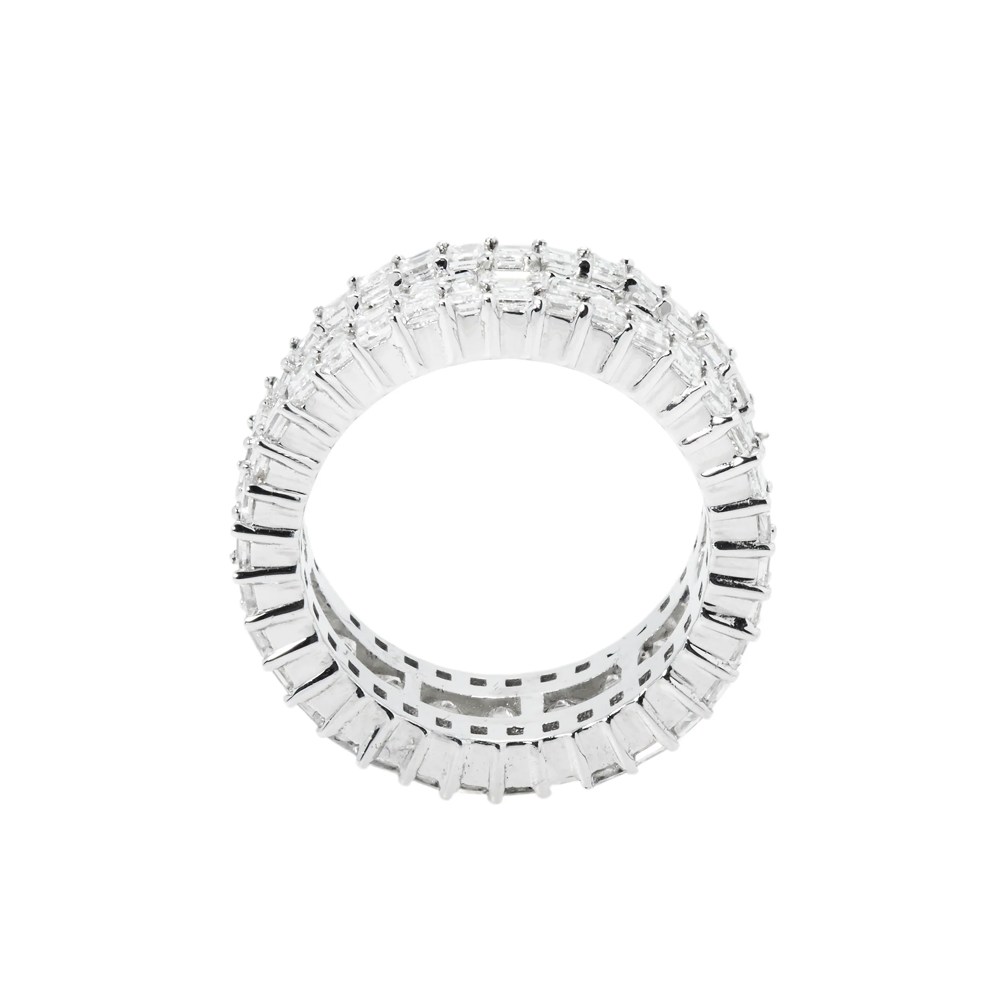 14K White Gold Triple Row Asscher Cut Diamond Eternity Ring 7.74ct (size 7) - Image 4