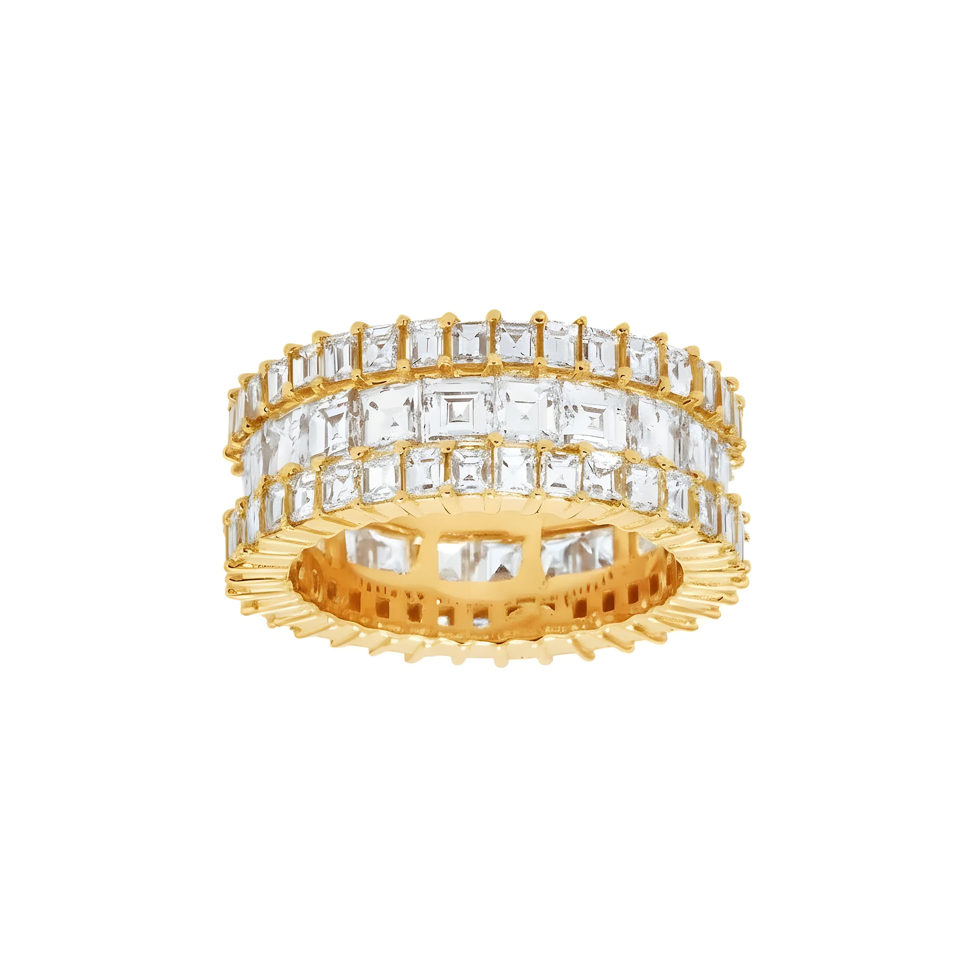 14K White Gold Triple Row Asscher Cut Diamond Eternity Ring 7.74ct (size 7) - Image 5
