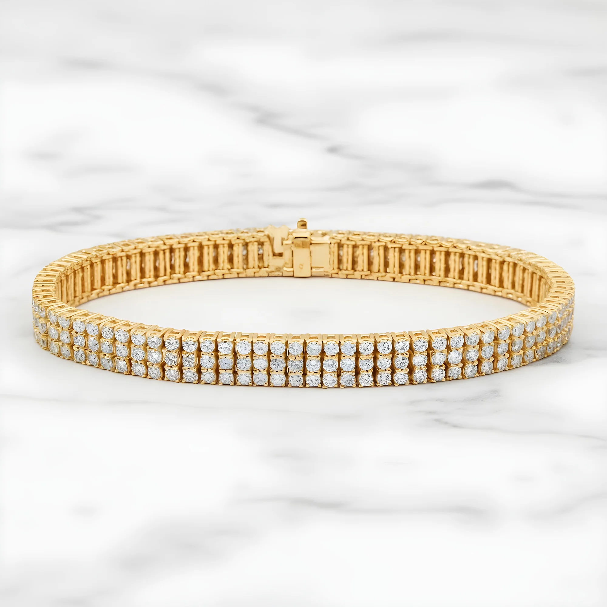 14K White Gold Triple Row Round Diamond Bracelet 20.70ct - Image 5