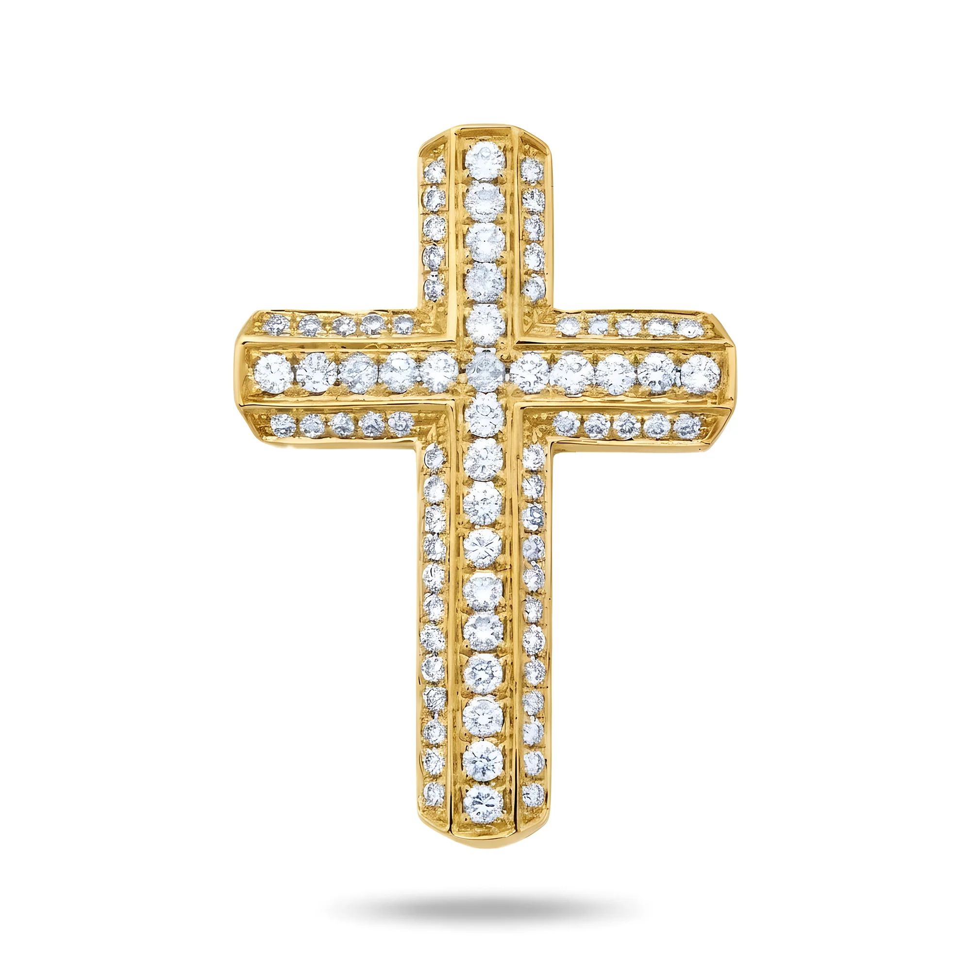 14K White Gold Triple Row Round Diamond Cross Pendant 0.71ct - Image 6