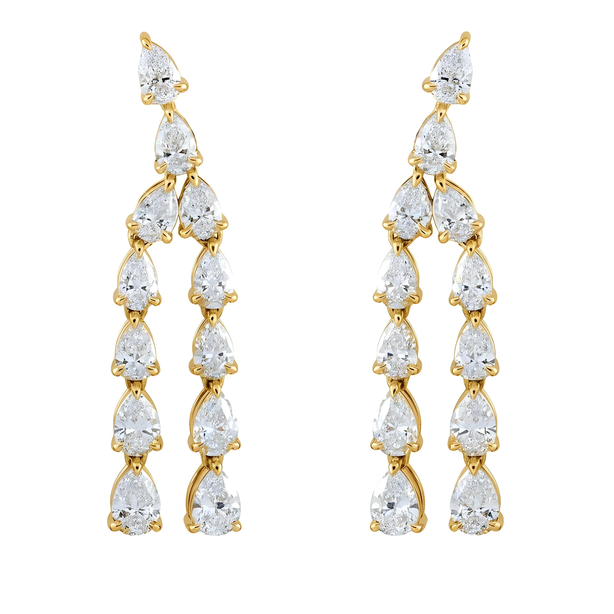 14K White Gold Two-Teir Pear Cut Diamond Drop Earrings 7.47ctw - Image 4