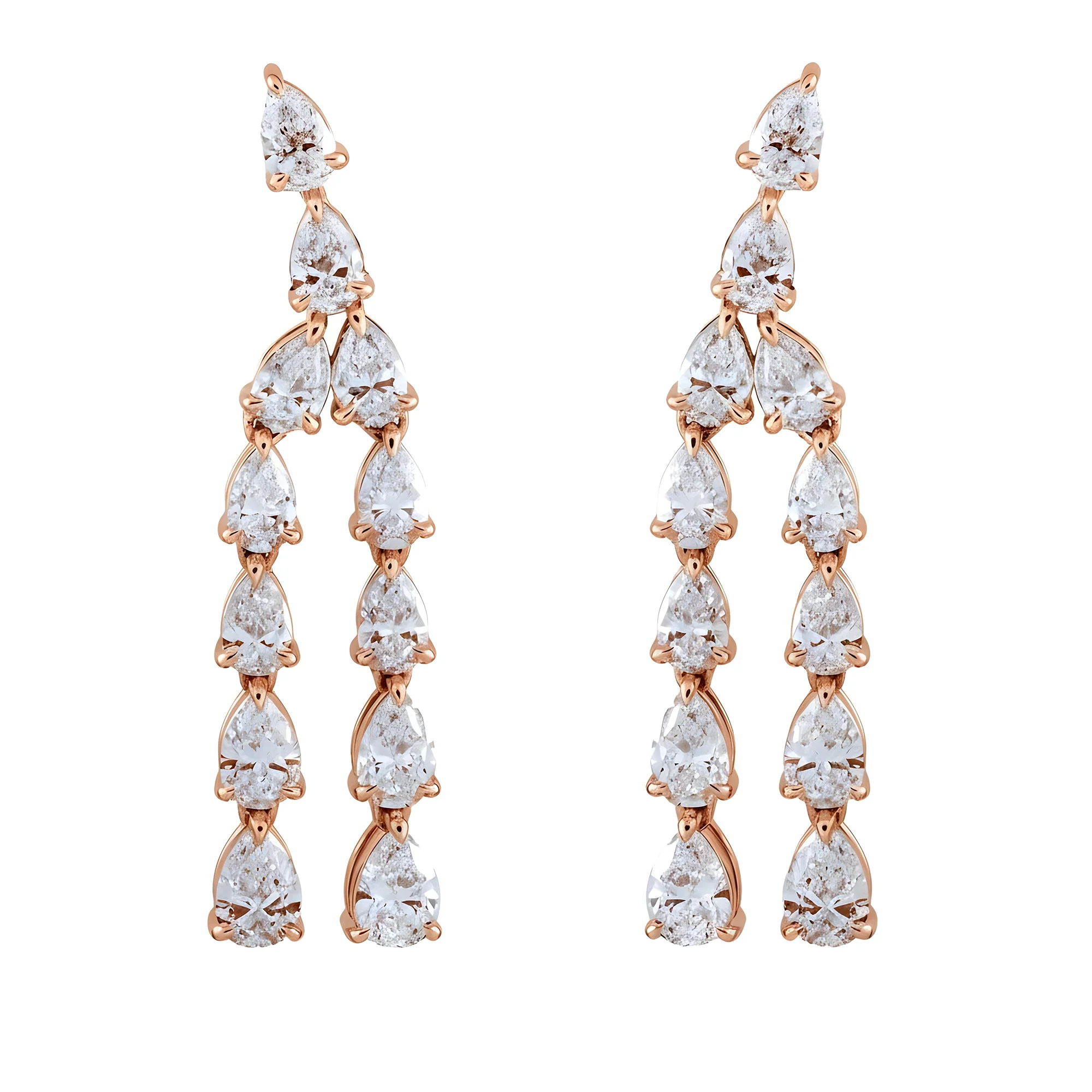 14K White Gold Two-Teir Pear Cut Diamond Drop Earrings 7.47ctw - Image 6