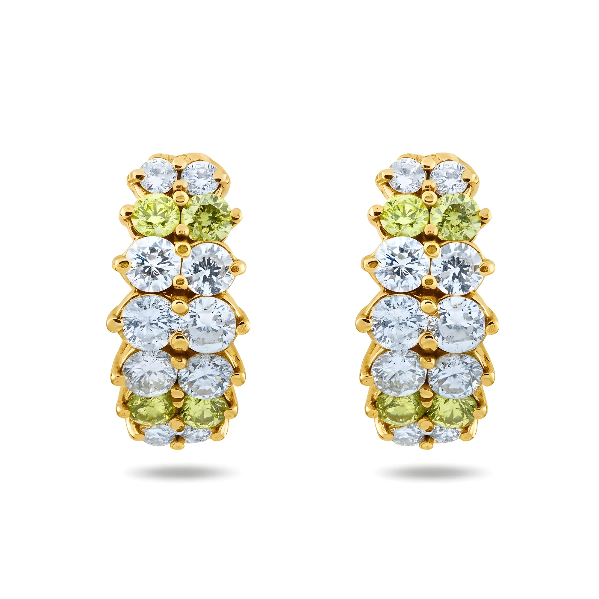 14K White Gold Canary Yellow Diamond Hoop Earrings 3.24ctw - Image 4