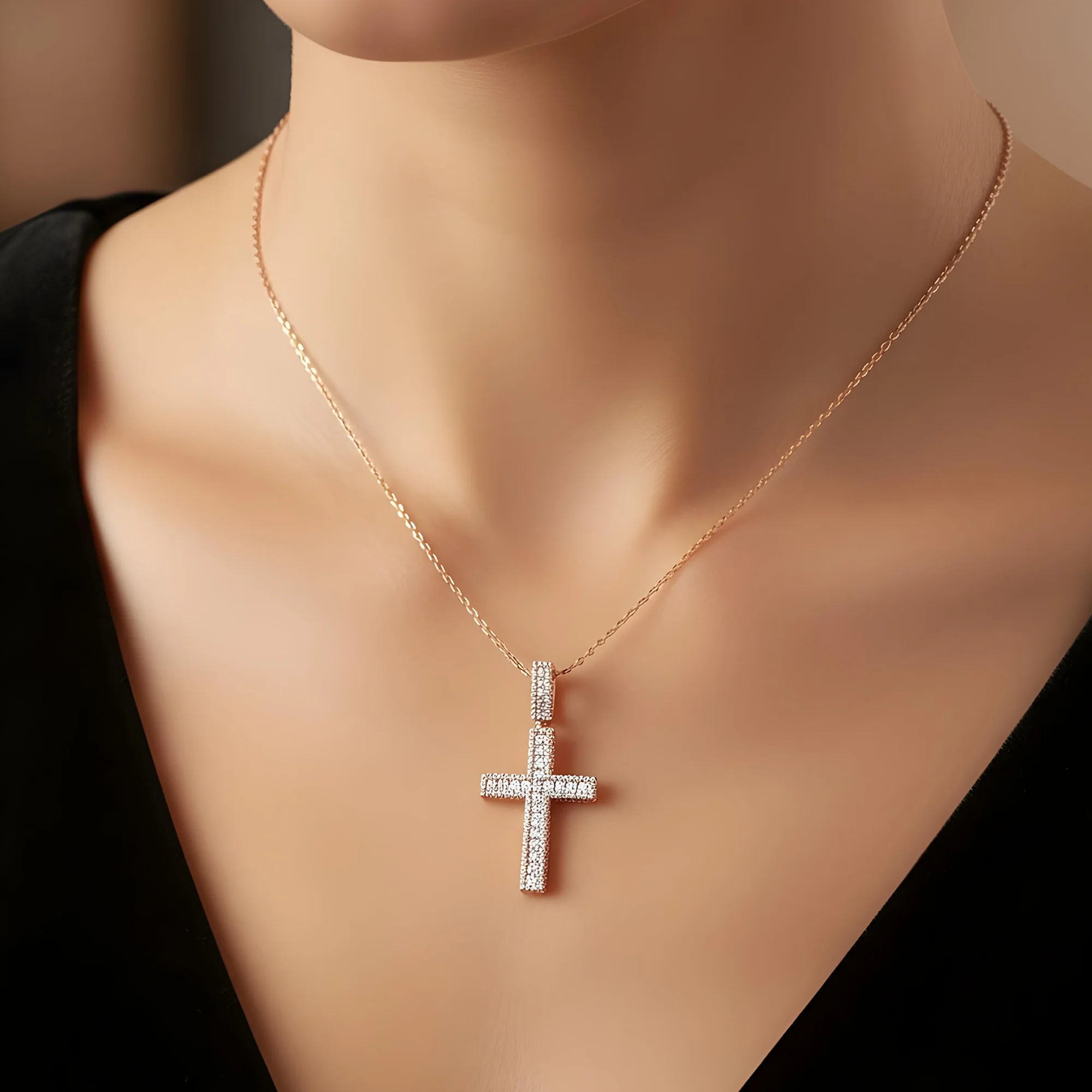 14K Yellow Gold Triple Sided Round & Asscher Cut Diamond Cross Pendant 9.54ct - Image 8