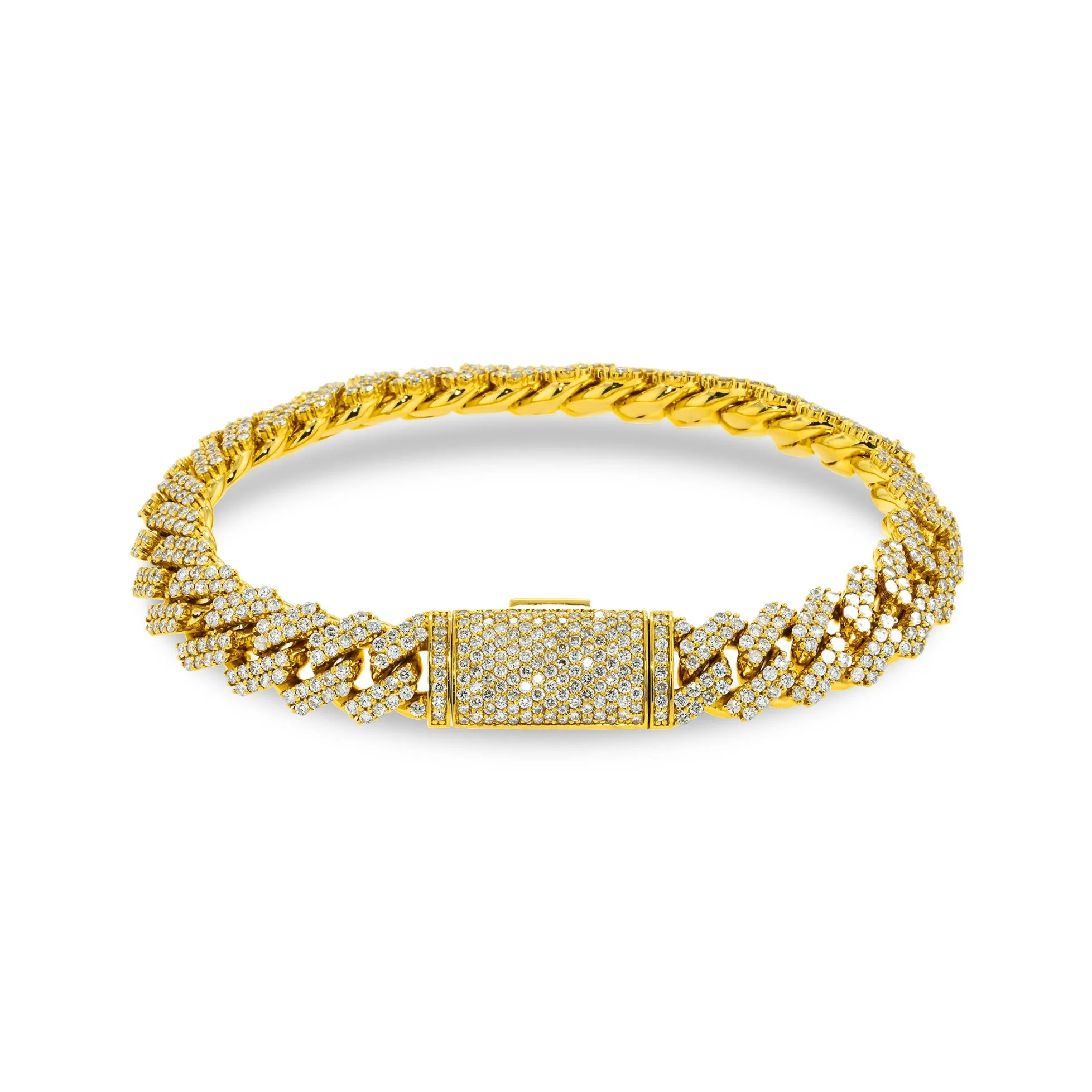 14K Yellow Gold 11mm Round Diamond Cuban Link Bracelet 9.0ct - Image 4