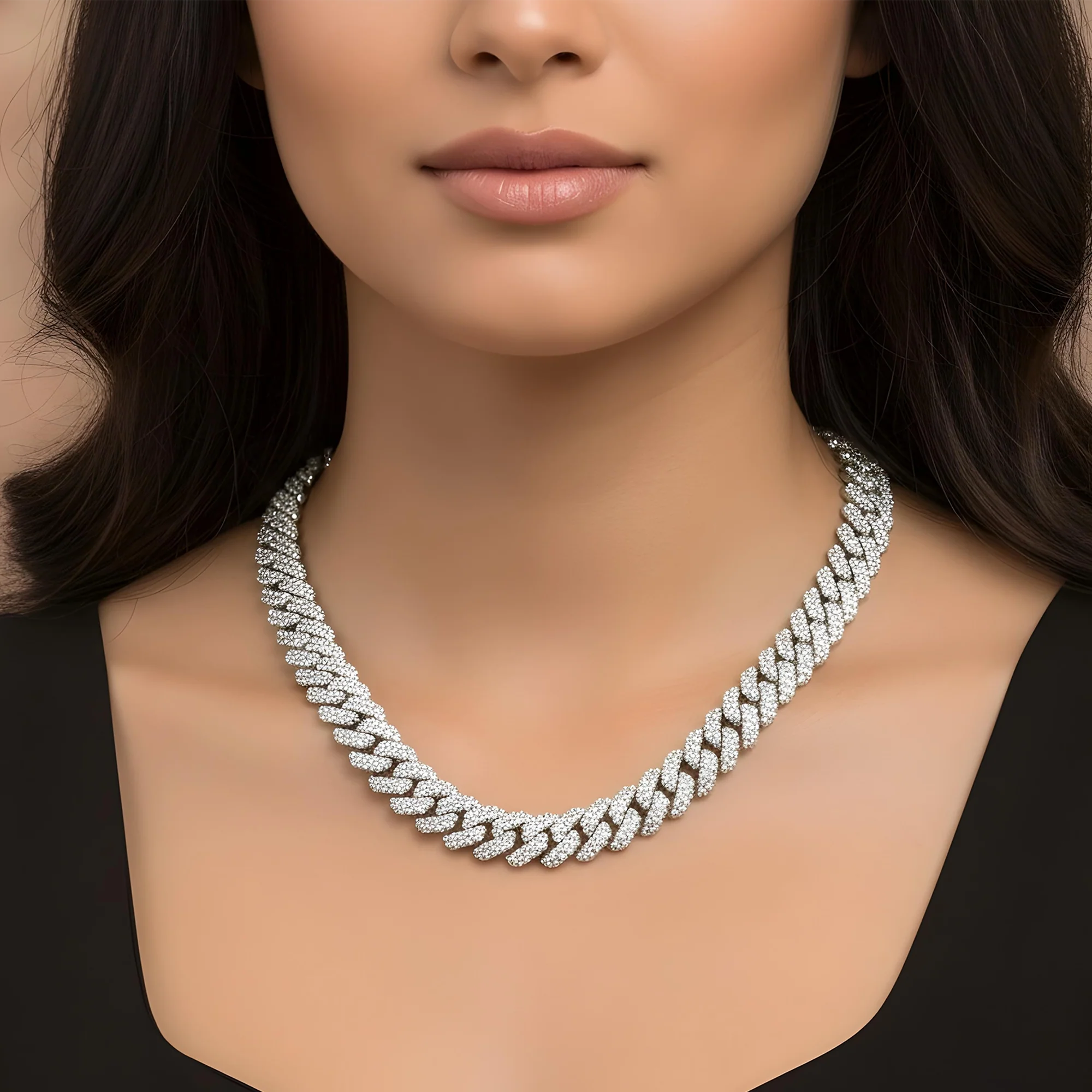 14K Two Tone 12mm Round & Emerald Diamond Cuban Link Chain 44.12ct - Image 6