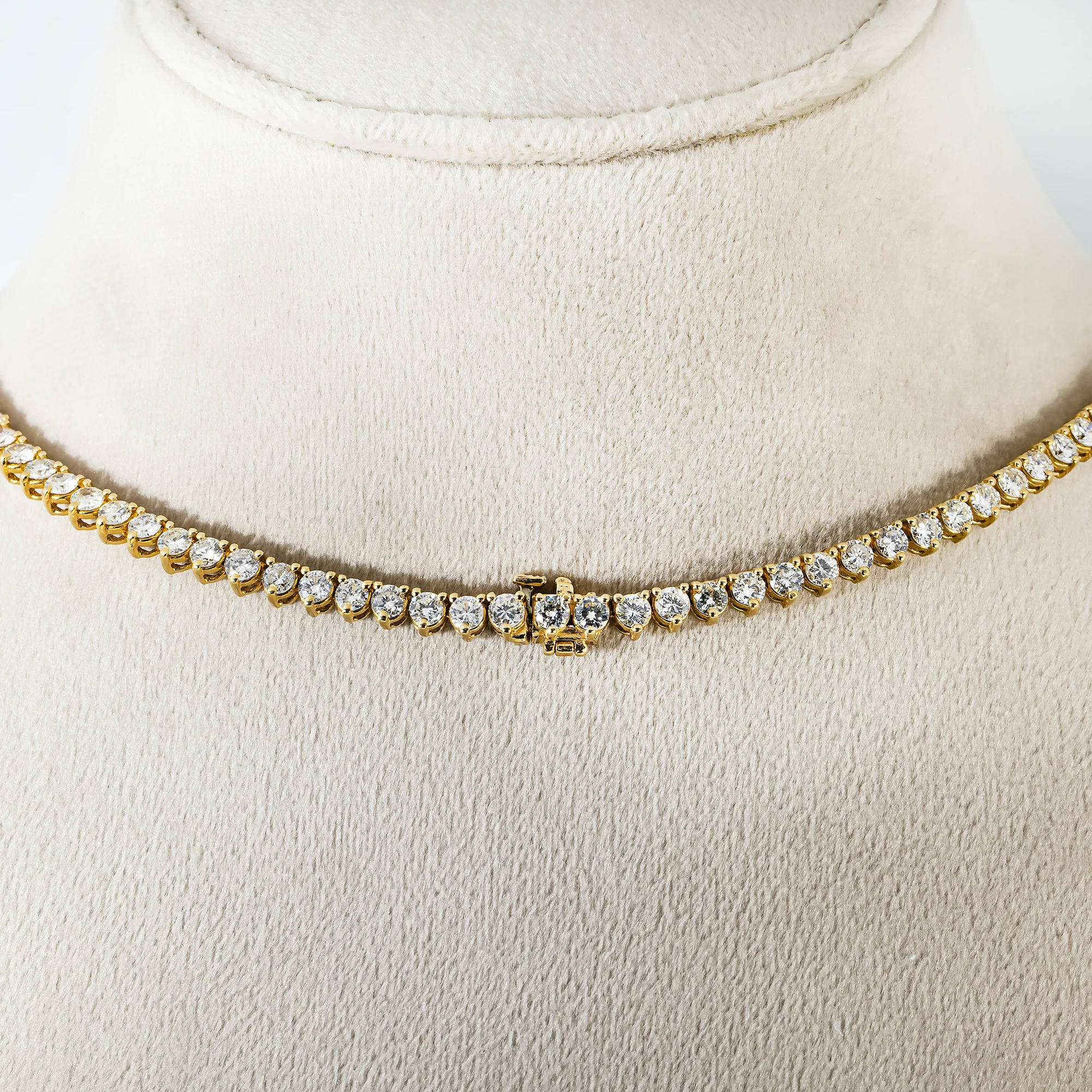 14K Yellow Gold 3- Prong Round Diamond Tennis Chain 26.17ct - Image 2
