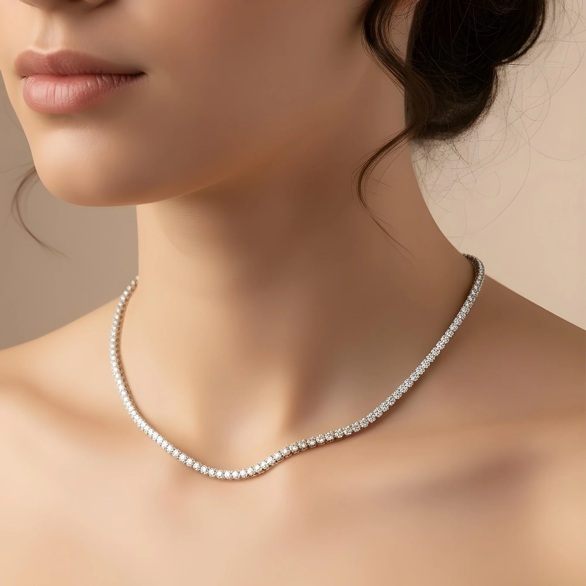 14K Yellow Gold 3- Prong Round Diamond Tennis Chain 26.17ct - Image 5