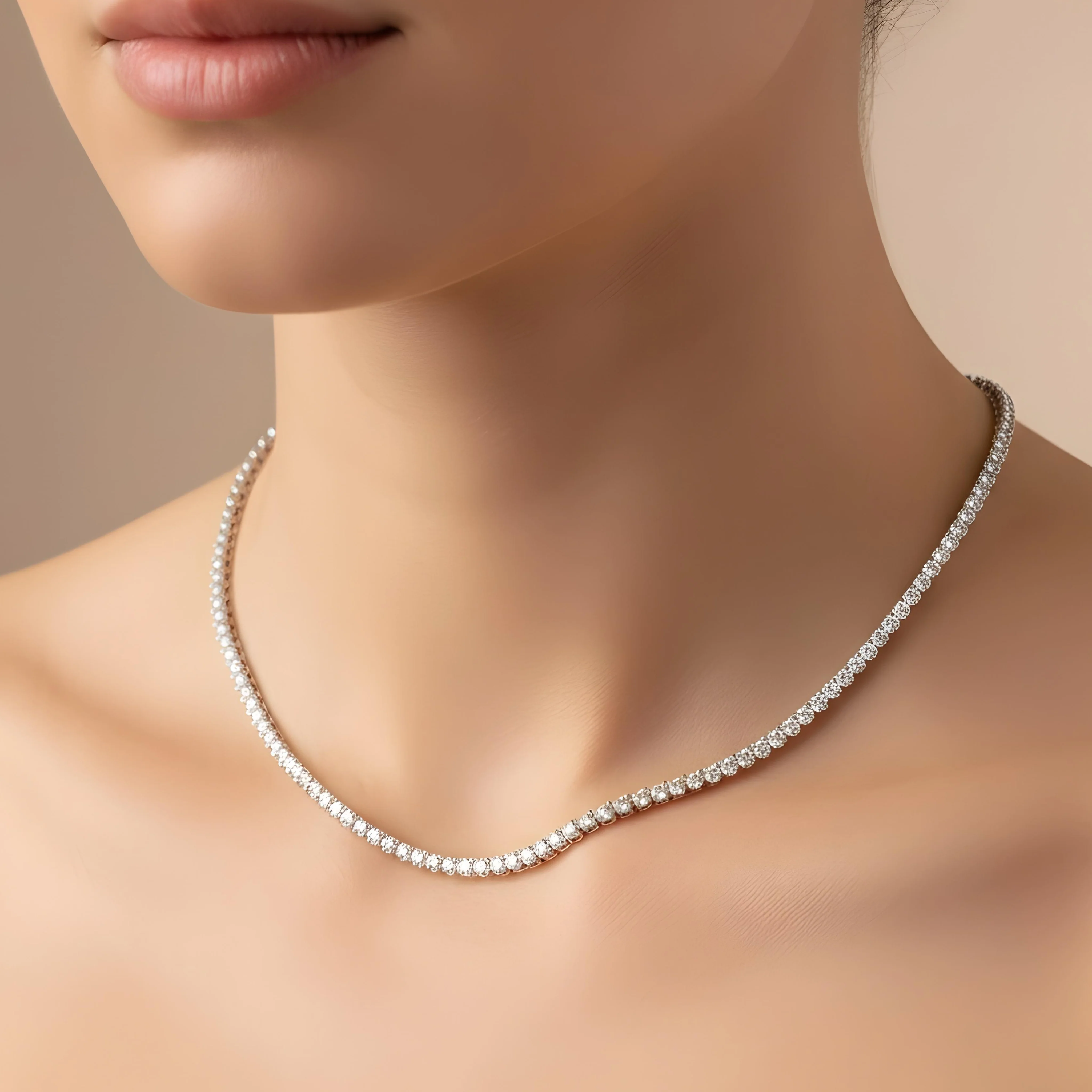 14K Yellow Gold 3- Prong Round Diamond Tennis Chain 26.17ct - Image 6