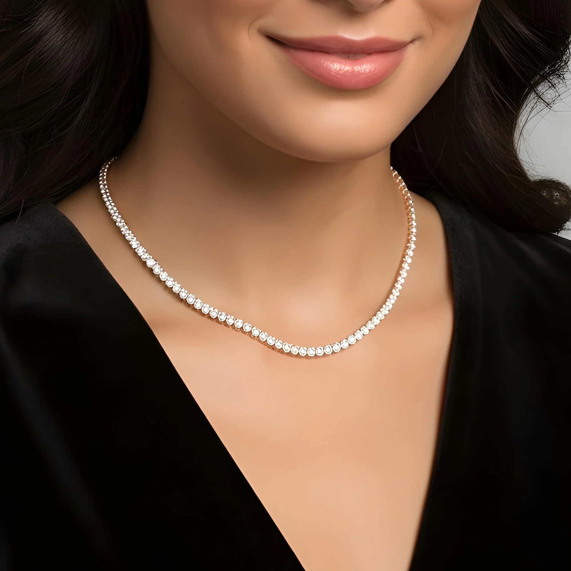14K Yellow Gold 3- Prong Round Diamond Tennis Chain 26.17ct - Image 8