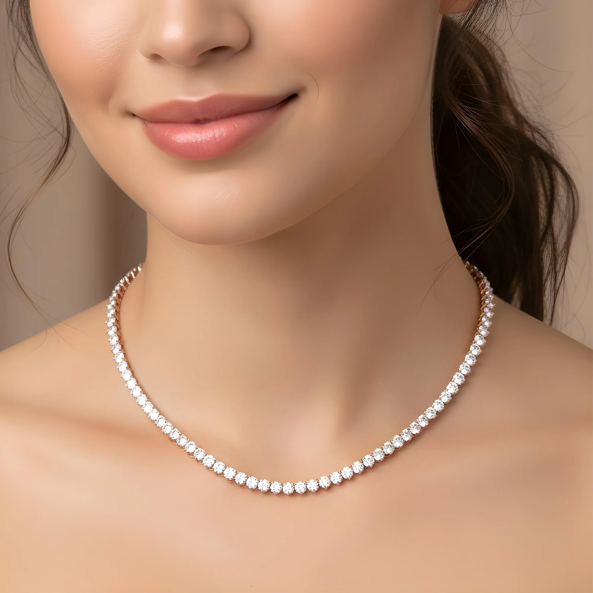 14K Yellow Gold 3-Prong Round Diamond Tennis Chain 33.50ct - Image 8