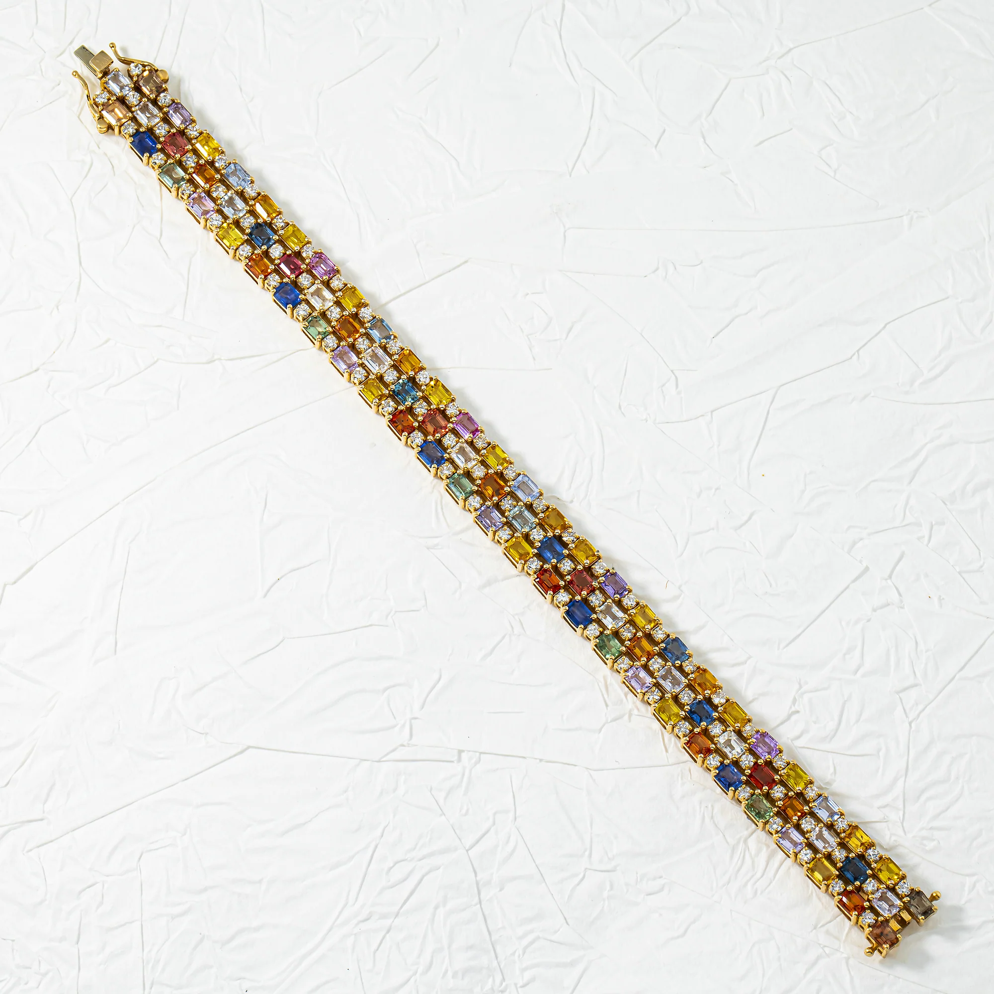 14K Yellow Gold Aura Gemstone & Diamond Bracelet - Image 3