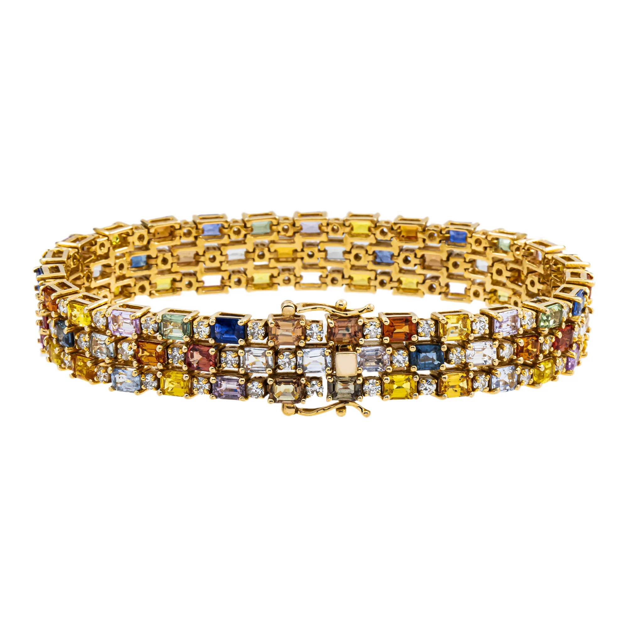 14K Yellow Gold Aura Gemstone & Diamond Bracelet - Image 4
