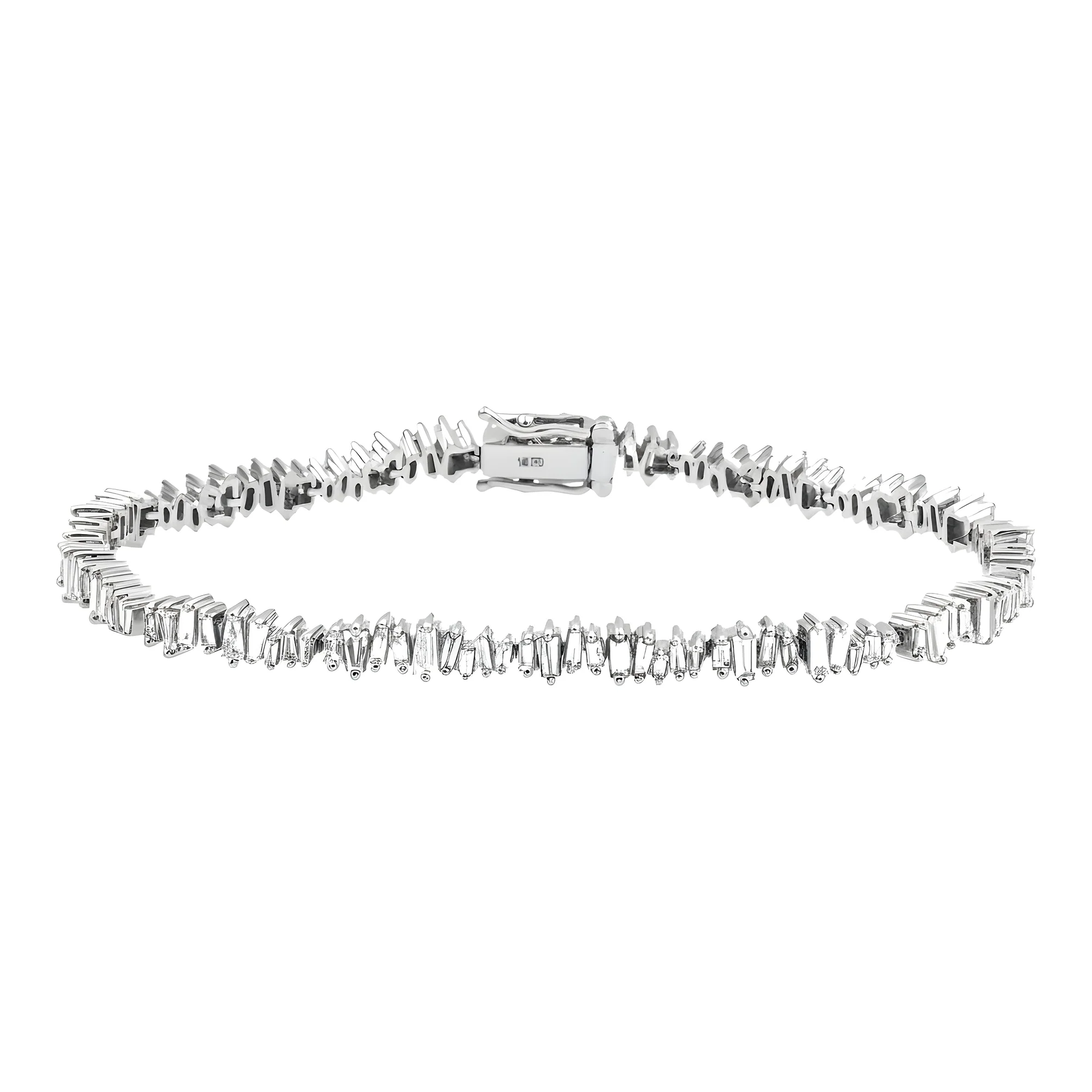 14K Yellow Gold Baguette Cut Diamond Tennis Bracelet 3.17ct - Image 5