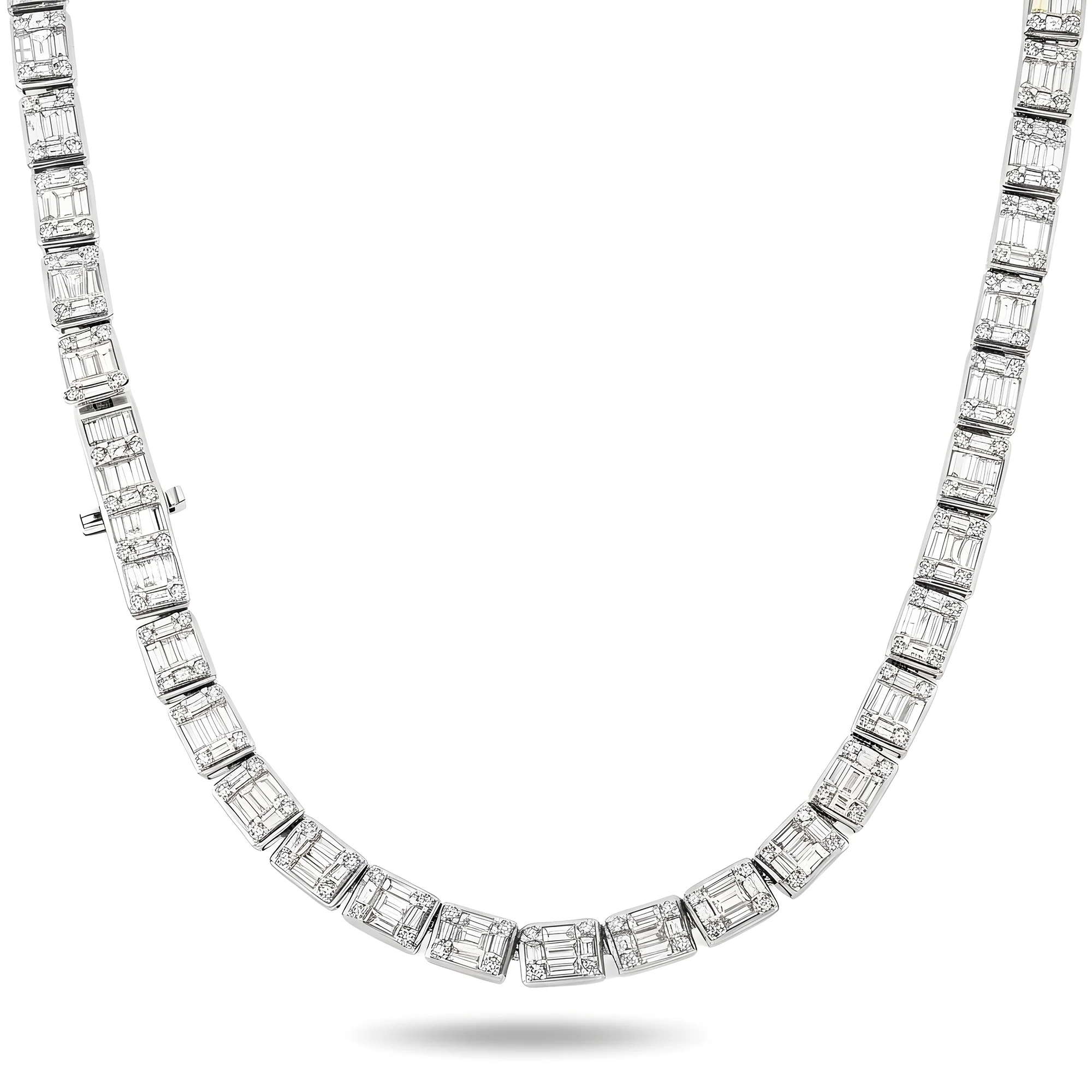 14K Yellow Gold Baguette & Round Diamond Chain 22.33 - Image 4