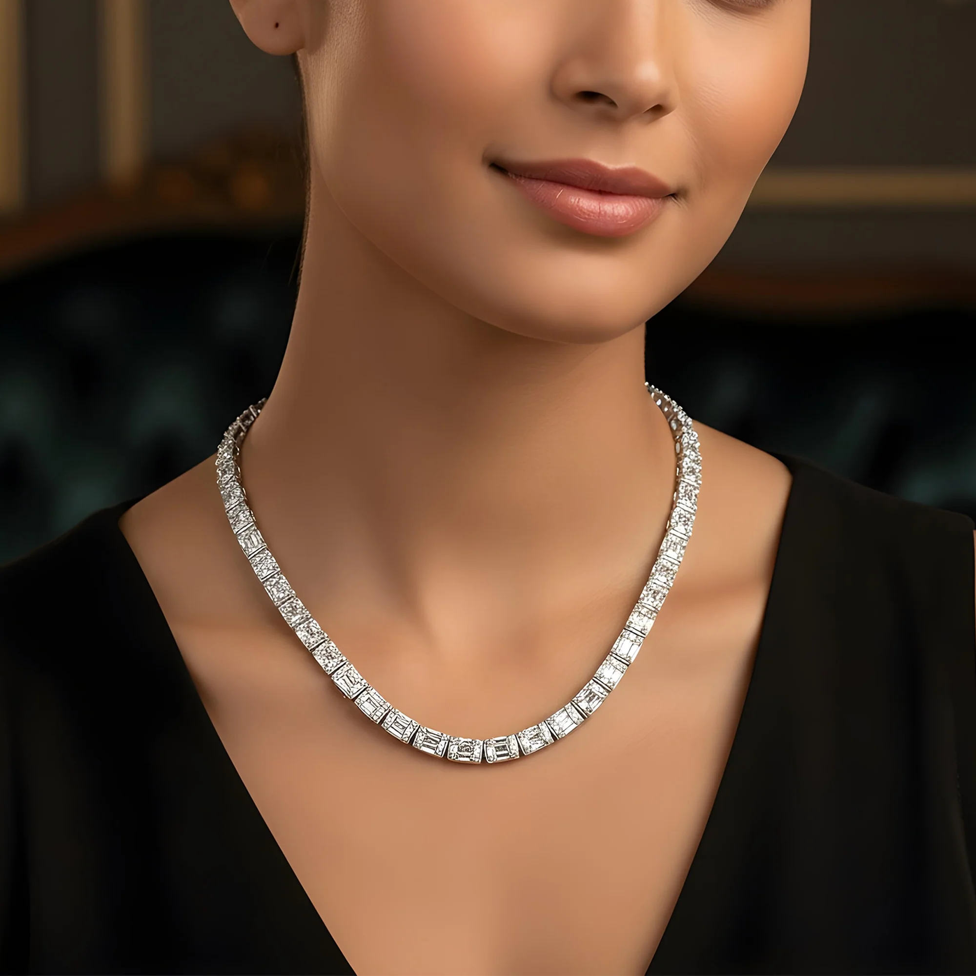 14K Yellow Gold Baguette & Round Diamond Chain 22.33 - Image 6