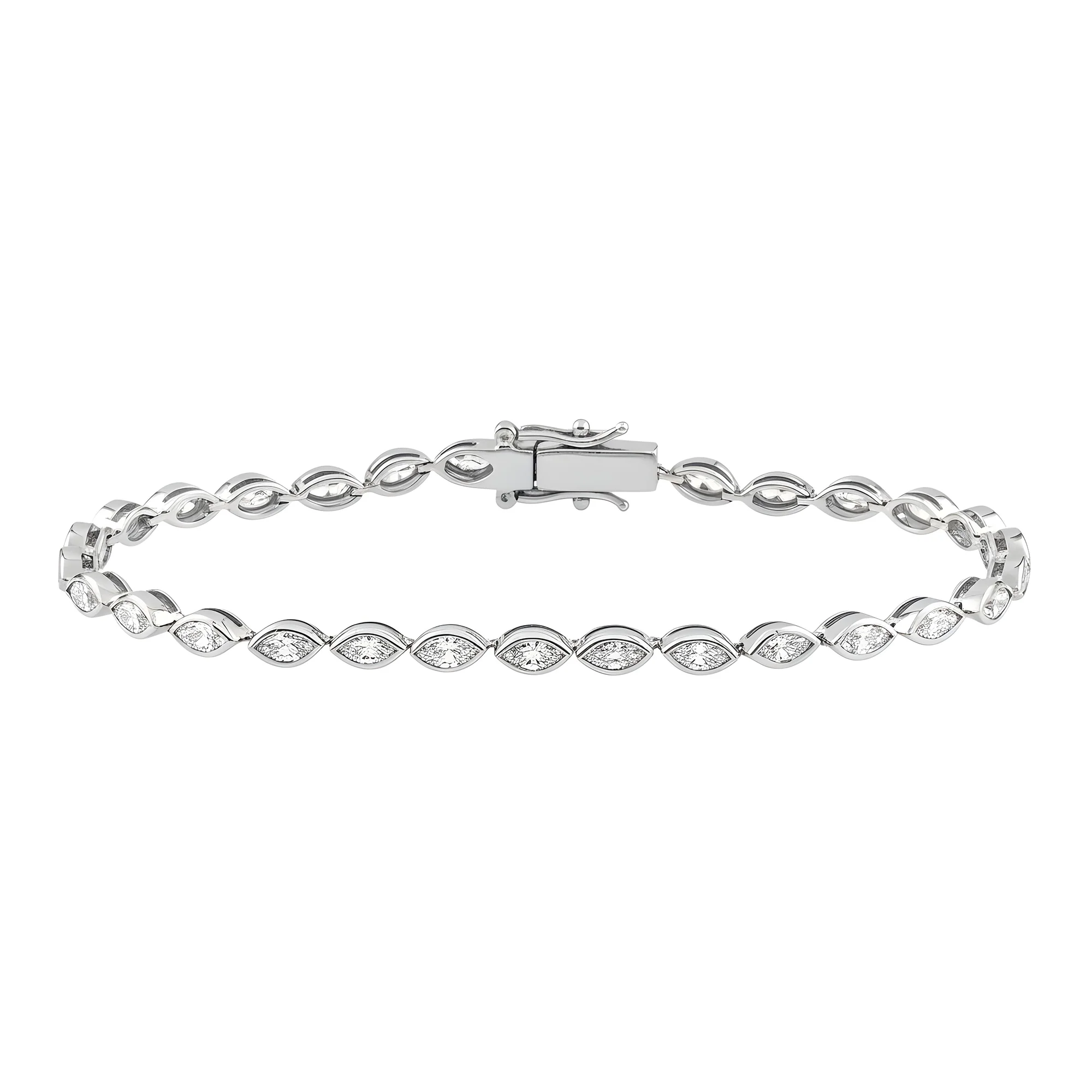 14K Yellow Gold Bezel Set Marquise Cut Diamond Tennis Bracelet 4.30ct - Image 5