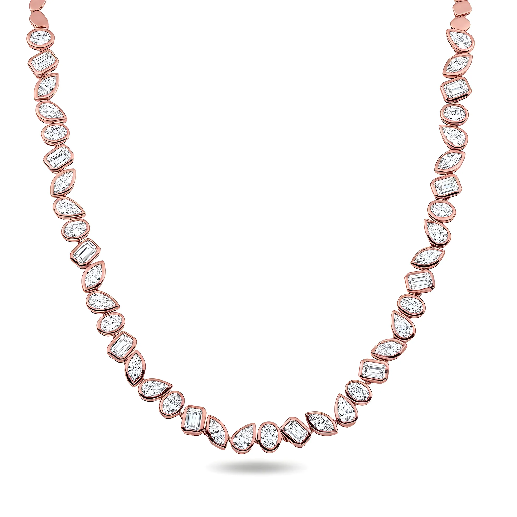 14K Yellow Gold Bezel Set Multi Cut Diamond Necklace 12.92ct - Image 8