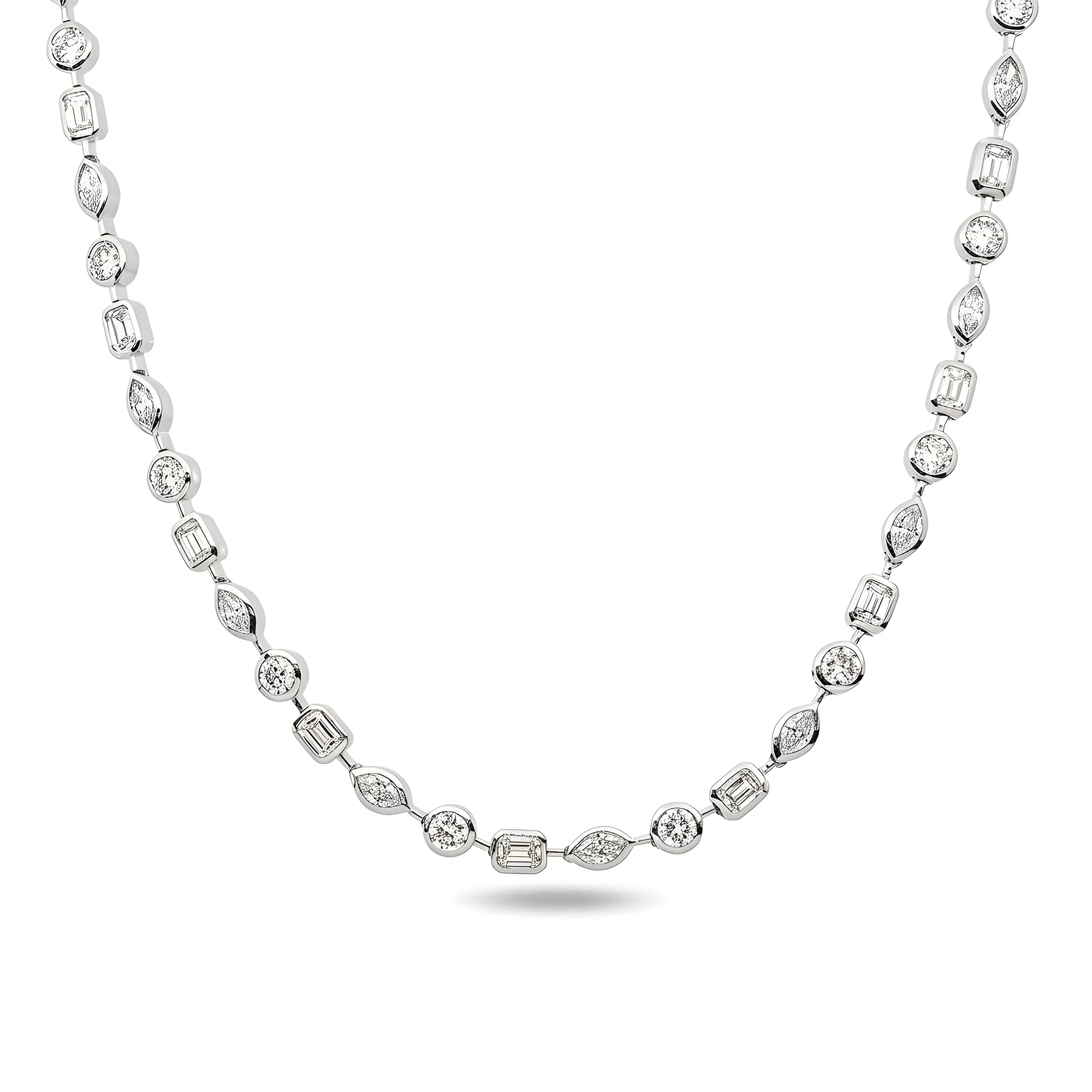14K Yellow Gold Bezel Set Multi Cut Diamond Necklace 12.58ct - Image 5