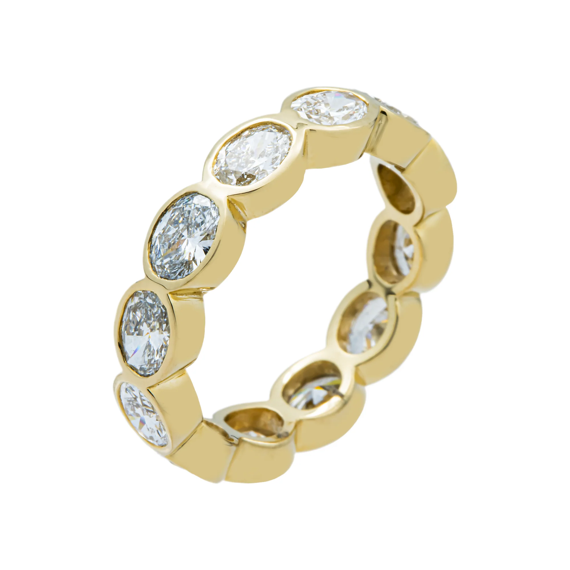 14K Yellow Gold Bezel Set Oval Cut Diamond Eternity Ring 3.03ct - Image 3
