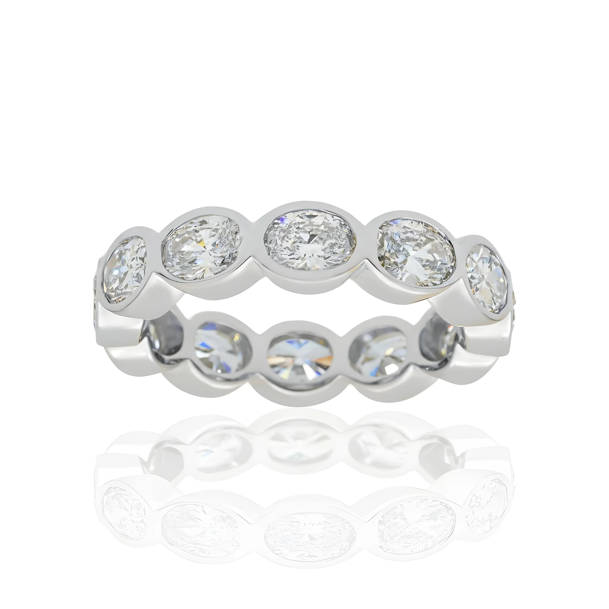14K Yellow Gold Bezel Set Oval Cut Diamond Eternity Ring 3.03ct - Image 5