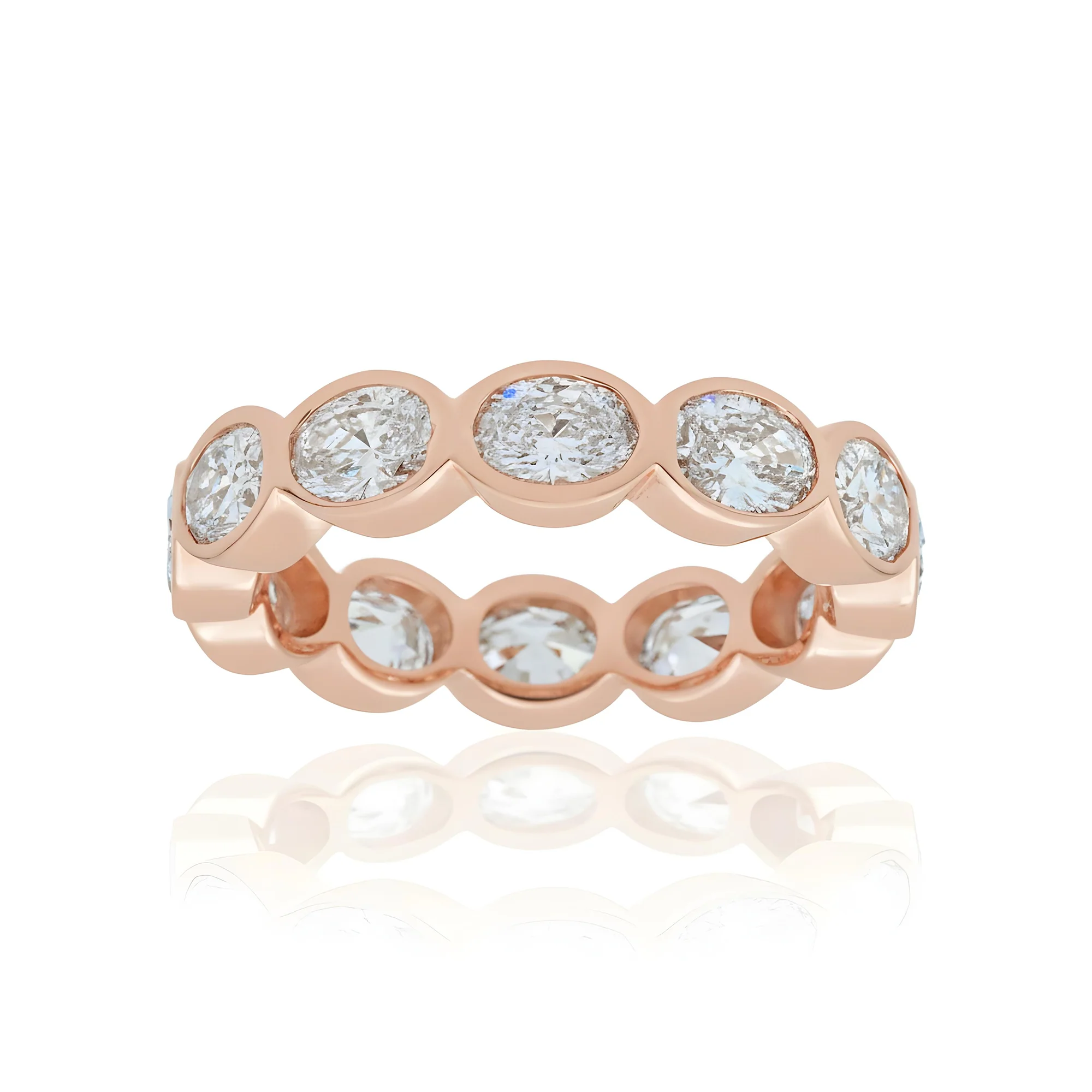 14K Yellow Gold Bezel Set Oval Cut Diamond Eternity Ring 3.03ct - Image 8