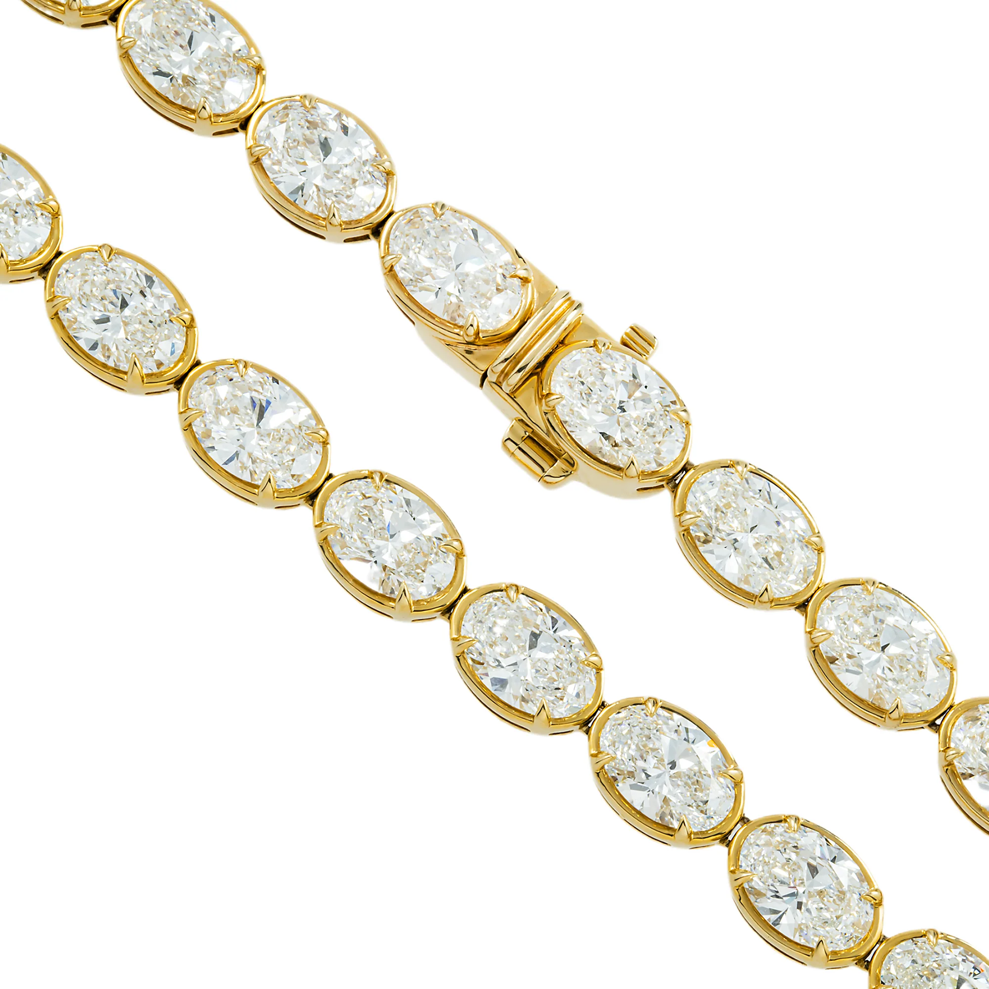 14K Yellow Gold Bezel Set Oval Cut Diamond Necklace 46.37ct - Image 3