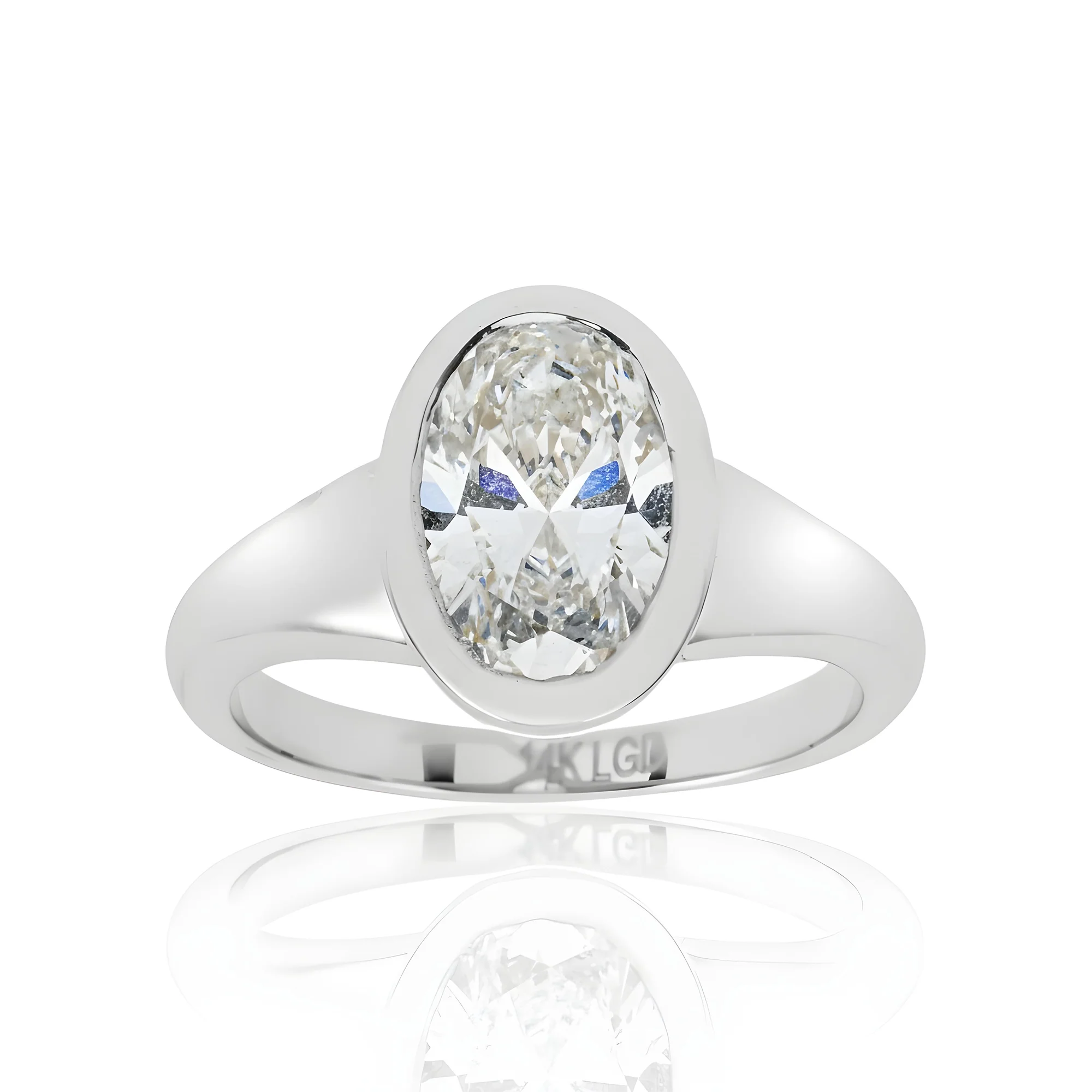14K Yellow Gold Bezel Set Oval Cut Diamond Ring 2.22ct - Image 6
