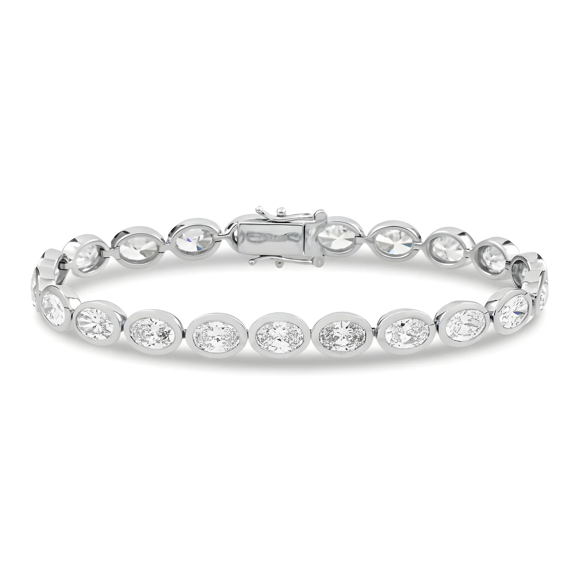 14K Yellow Gold Bezel Set Oval Cut Diamond Tennis bracelet 11.40ct - Image 4