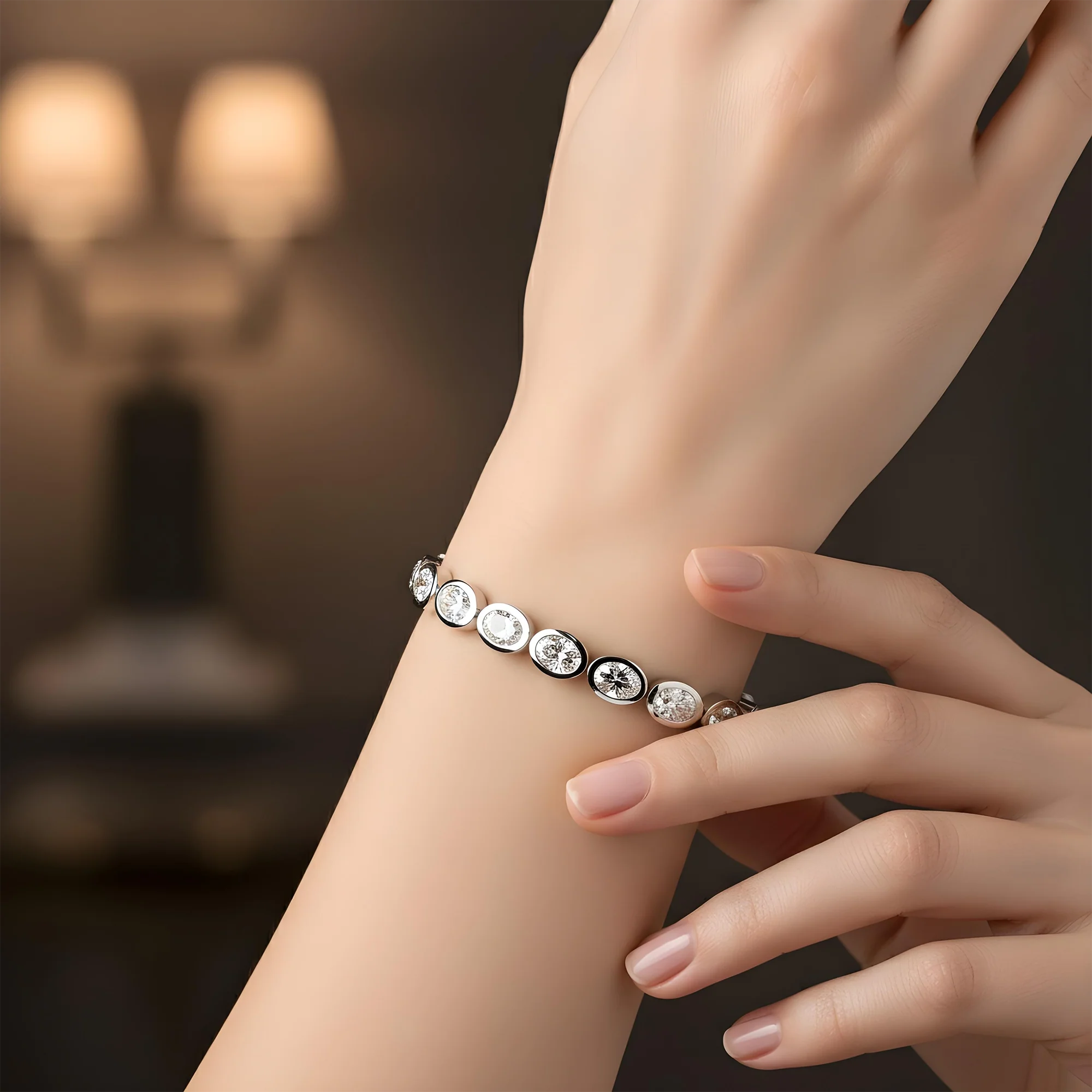 14K Yellow Gold Bezel Set Oval Cut Diamond Tennis bracelet 11.40ct - Image 6