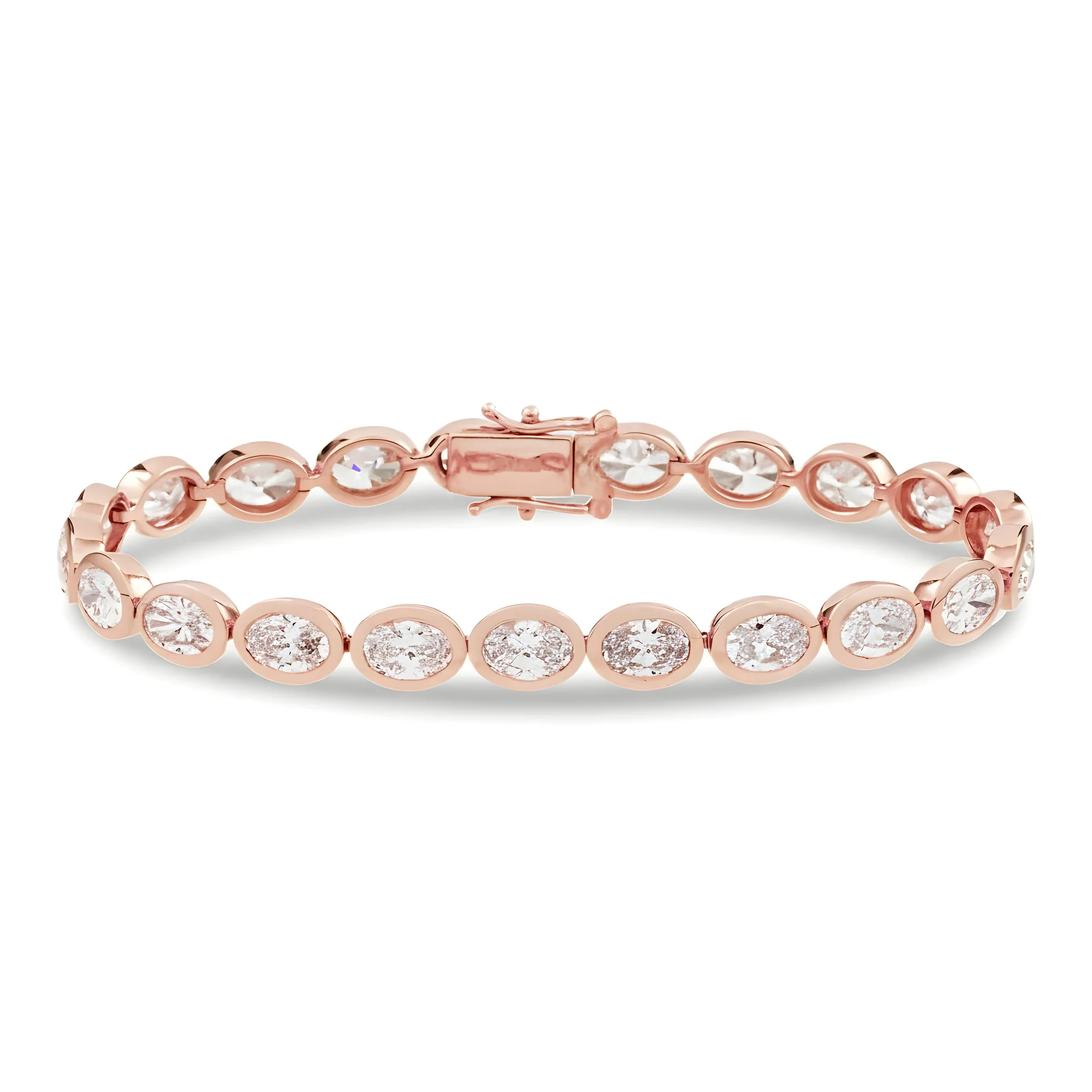 14K Yellow Gold Bezel Set Oval Cut Diamond Tennis bracelet 11.40ct - Image 7