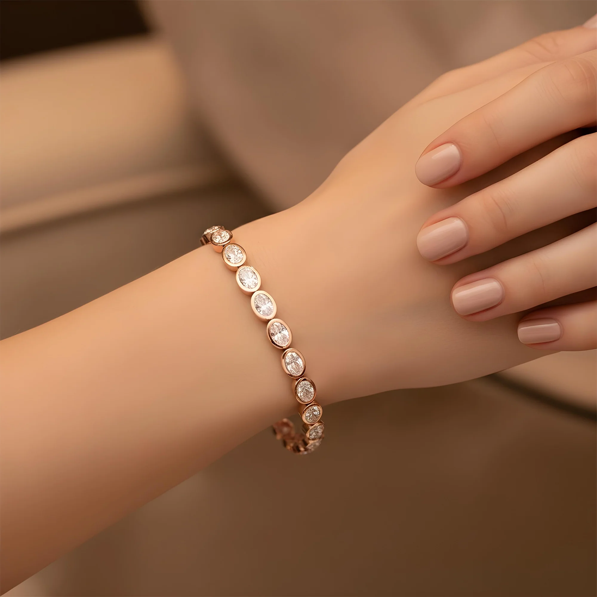 14K Yellow Gold Bezel Set Oval Cut Diamond Tennis bracelet 11.40ct - Image 8