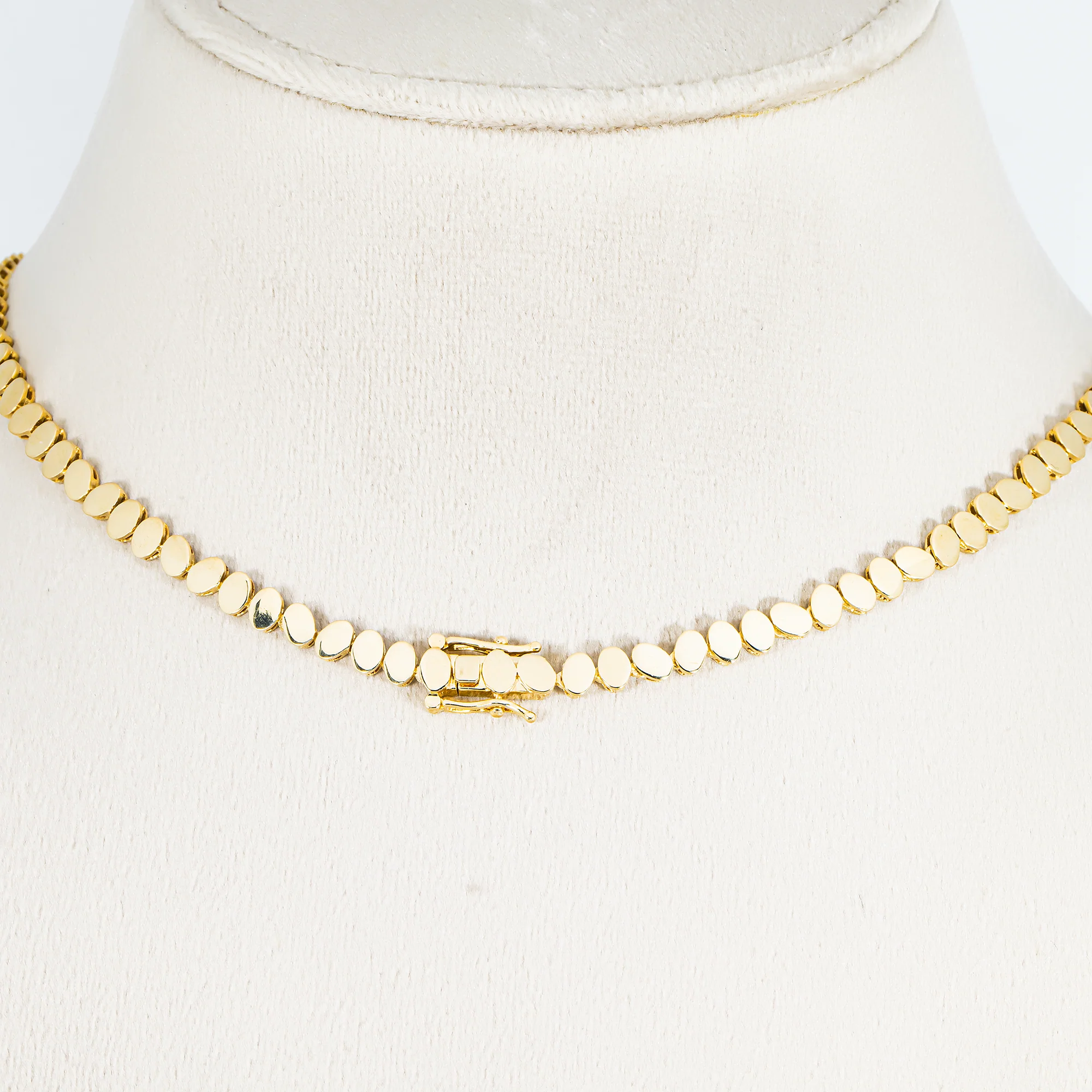 14K Yellow Gold Bezel Set Oval Cut Diamond Tennis Chain 12.91ct - Image 3