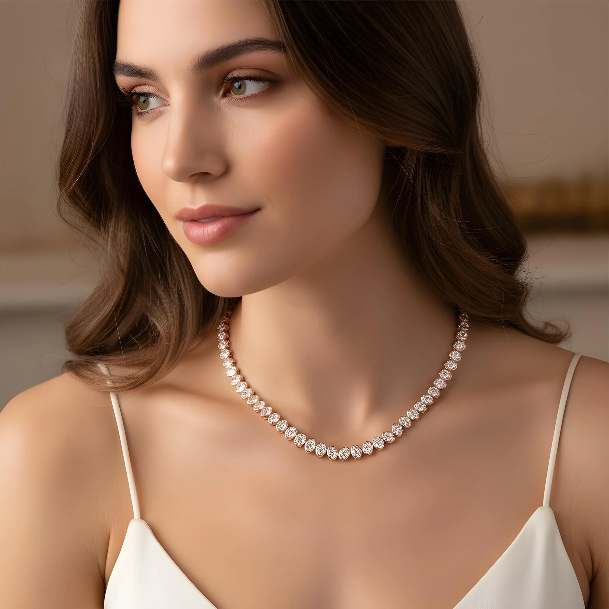 14K Yellow Gold Bezel Set Oval Cut Diamond Tennis Chain 12.91ct - Image 9