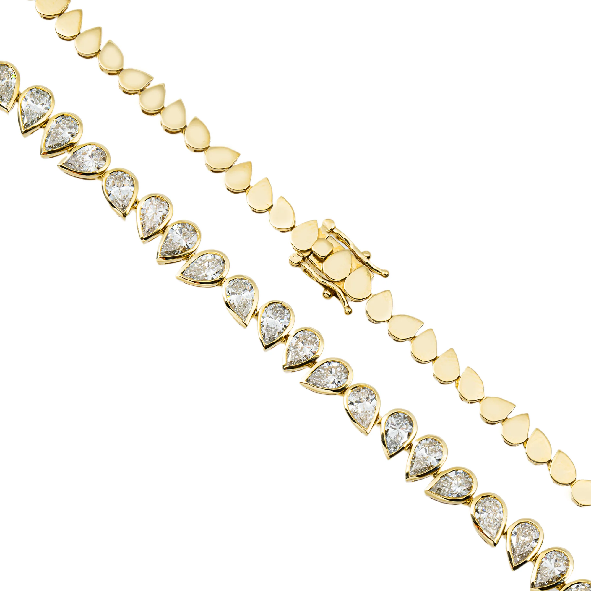 14K Yellow Gold Bezel Set Pear Cut Diamond Necklace 11.66ct - Image 4